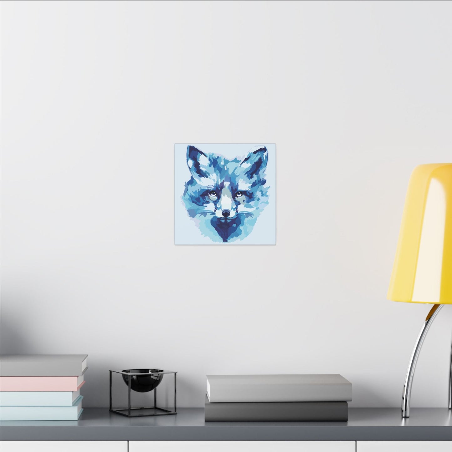 Blue Fox Portrait Canvas Wall Art - Blue Cava