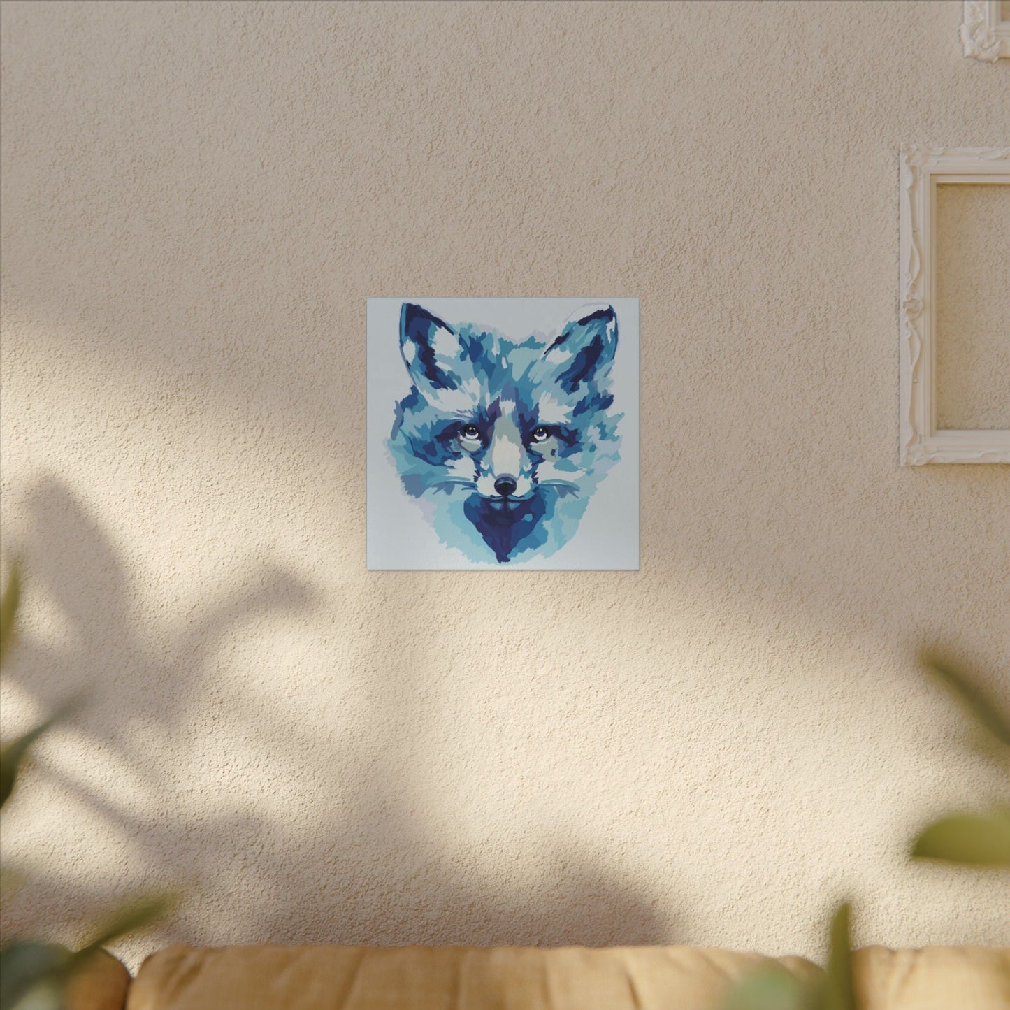 Blue Fox Portrait Canvas Wall Art - Blue Cava