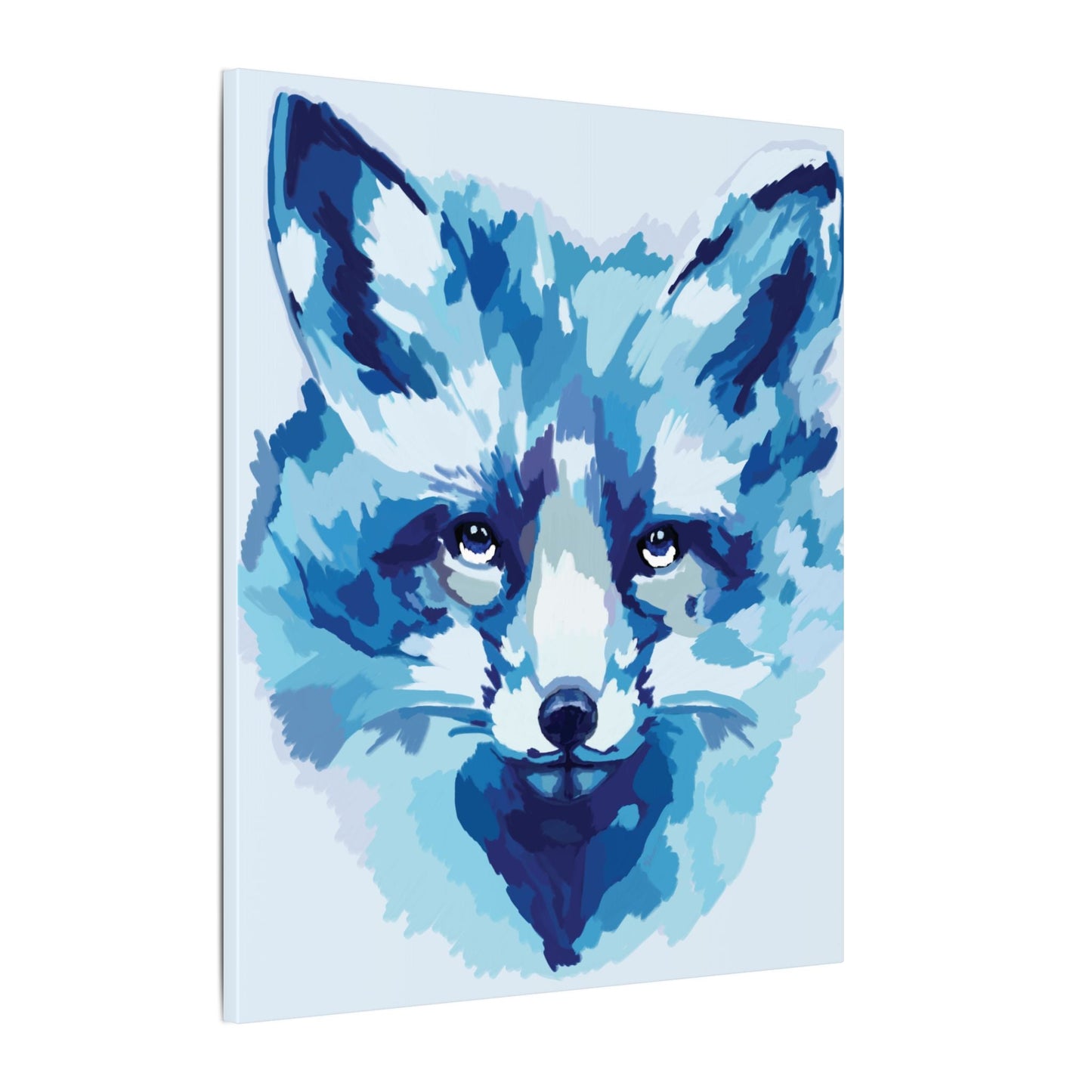 Blue Fox Portrait Canvas Wall Art - Blue Cava
