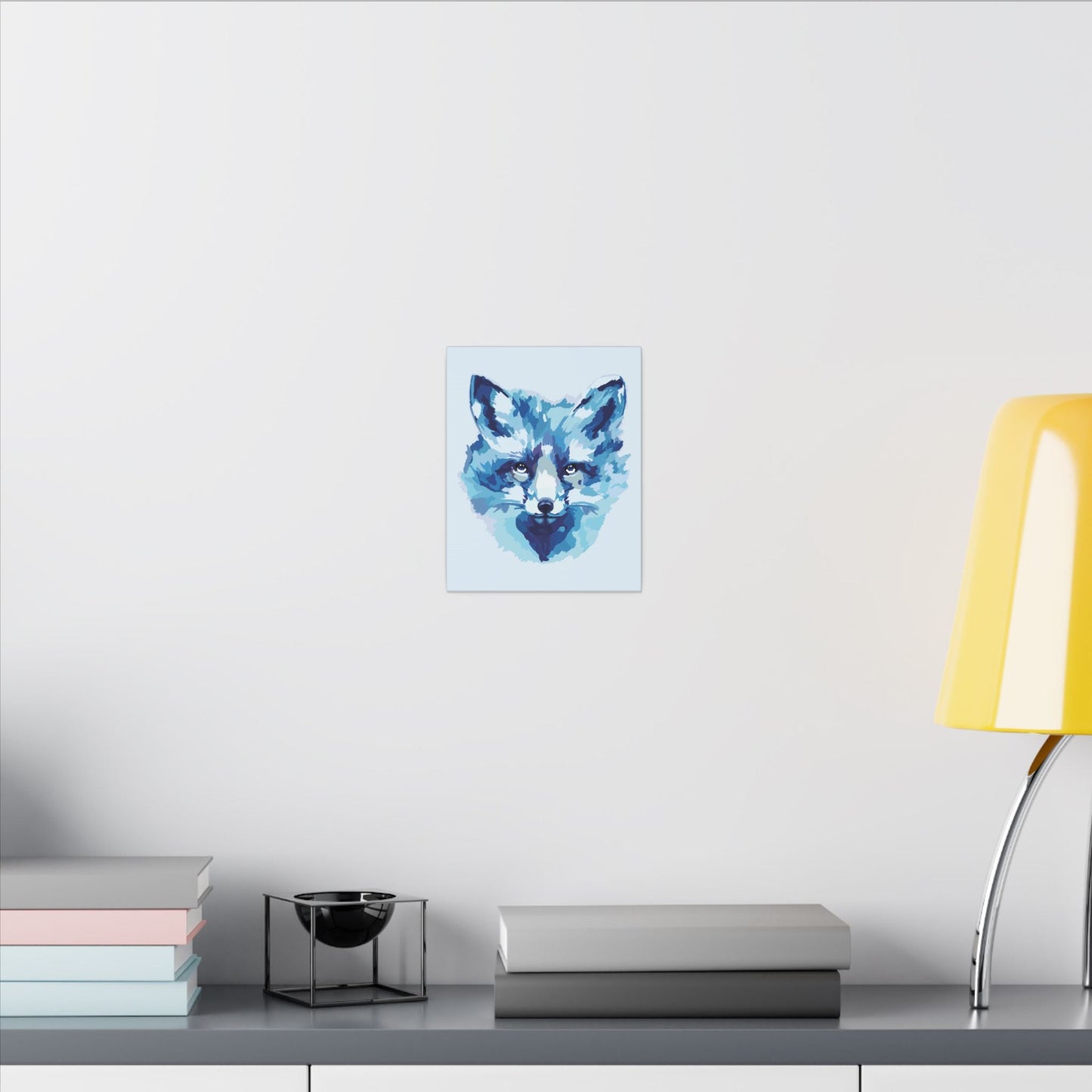 Blue Fox Portrait Canvas Wall Art - Blue Cava