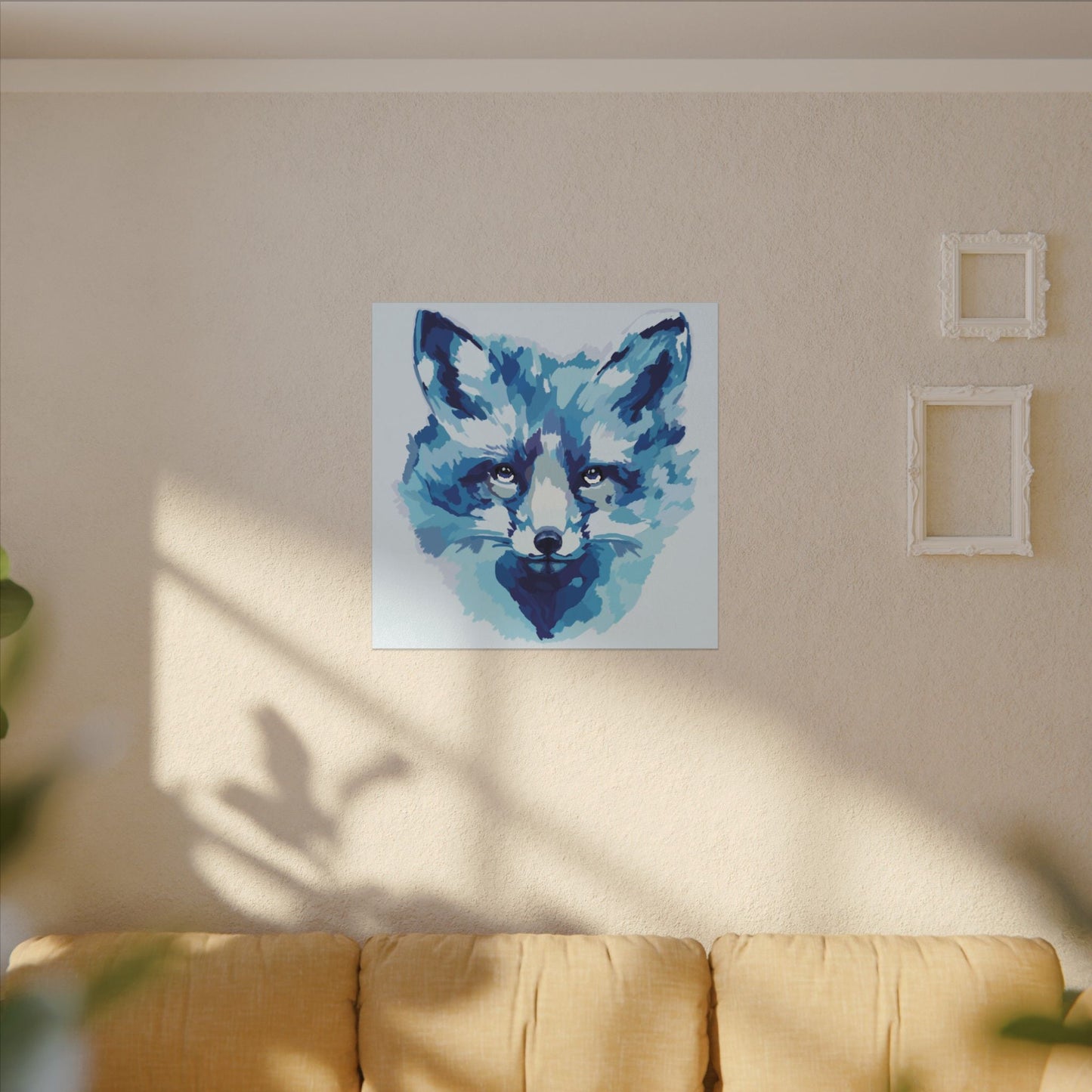 Blue Fox Portrait Canvas Wall Art - Blue Cava