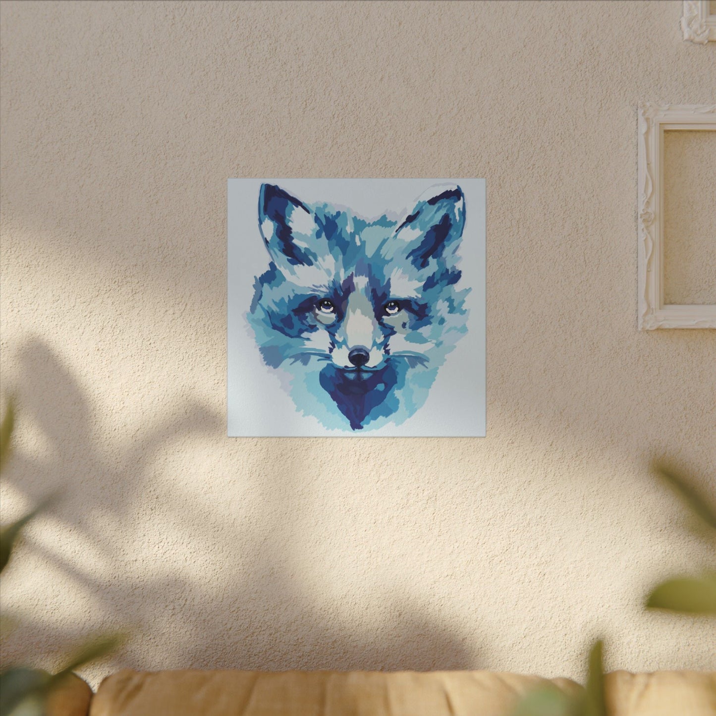 Blue Fox Portrait Canvas Wall Art - Blue Cava