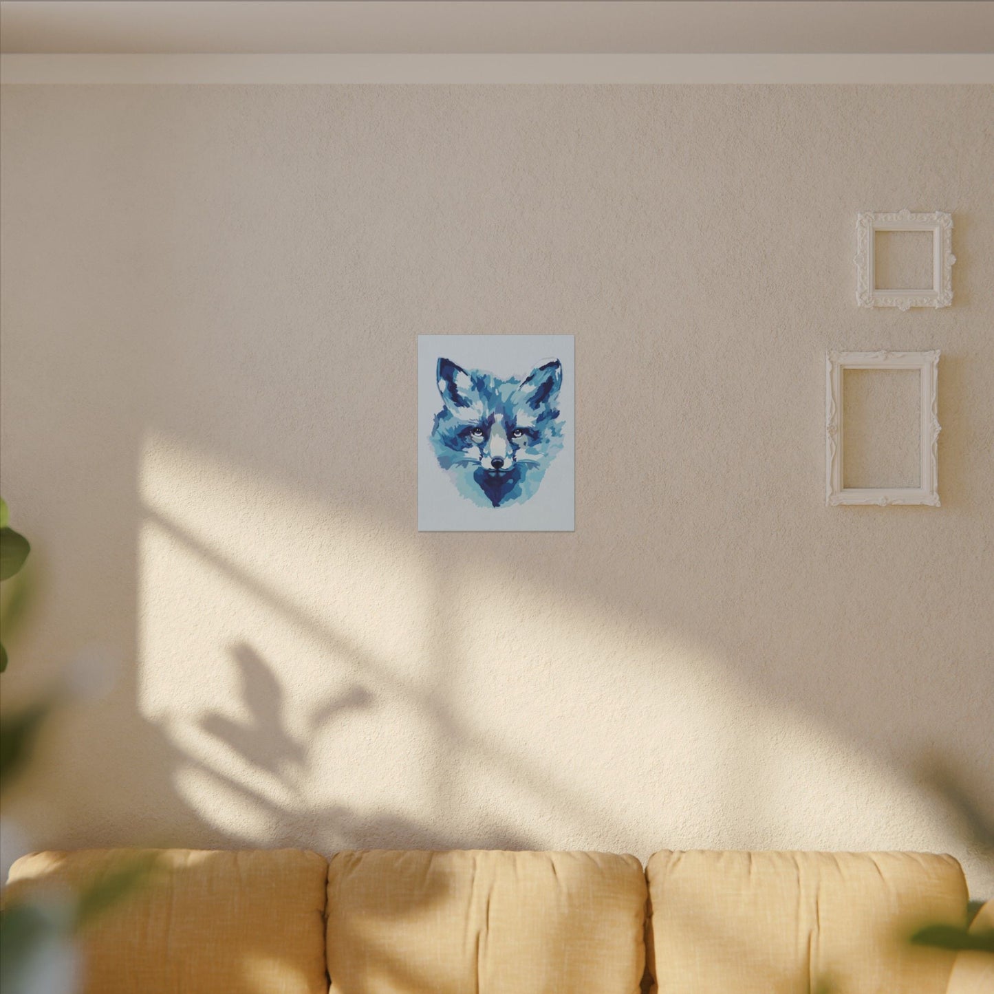 Blue Fox Portrait Canvas Wall Art - Blue Cava