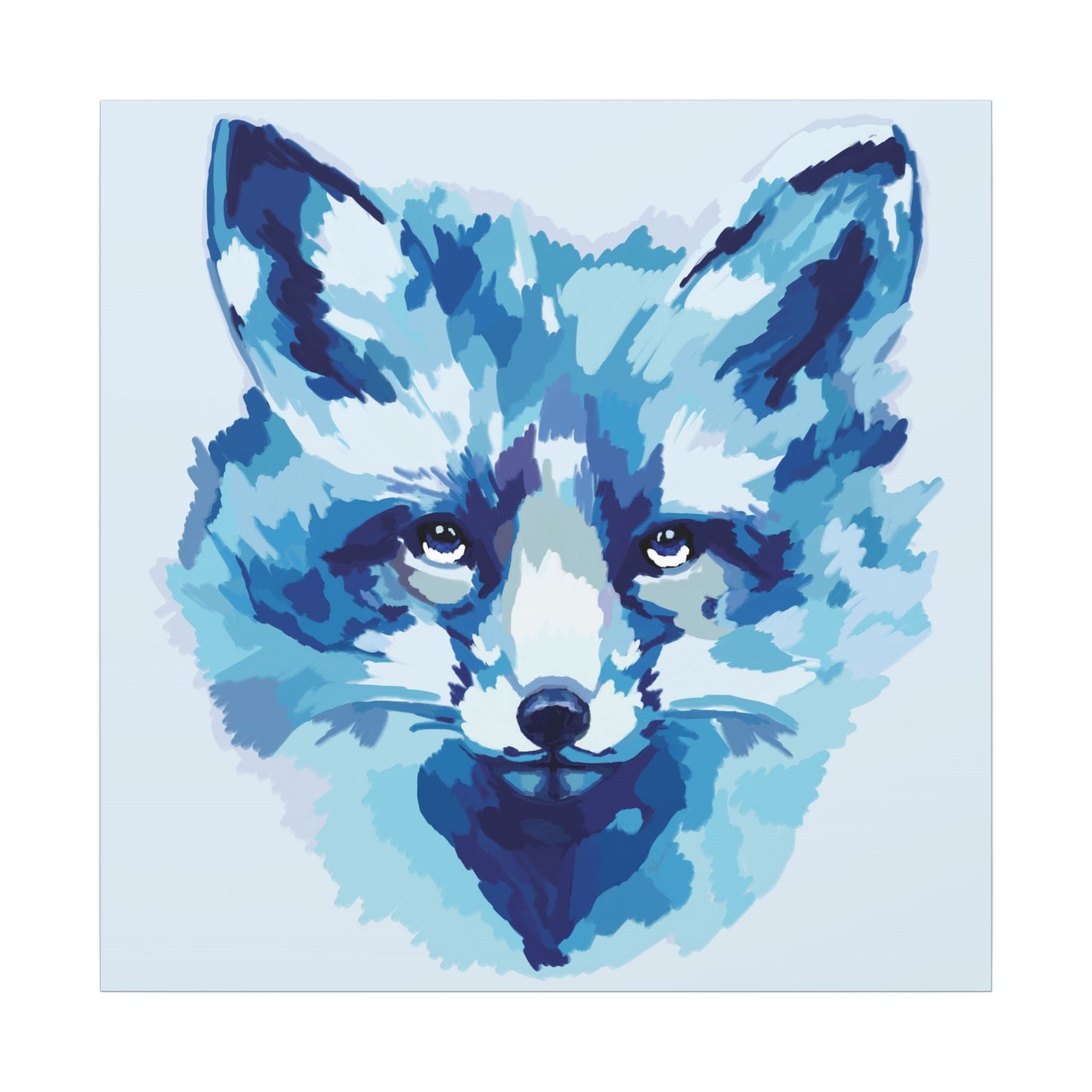 Blue Fox Portrait Canvas Wall Art - Blue Cava