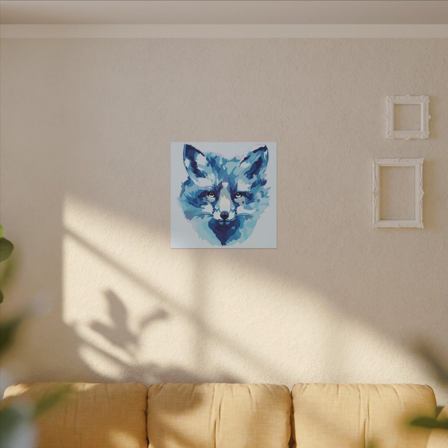 Blue Fox Portrait Canvas Wall Art - Blue Cava