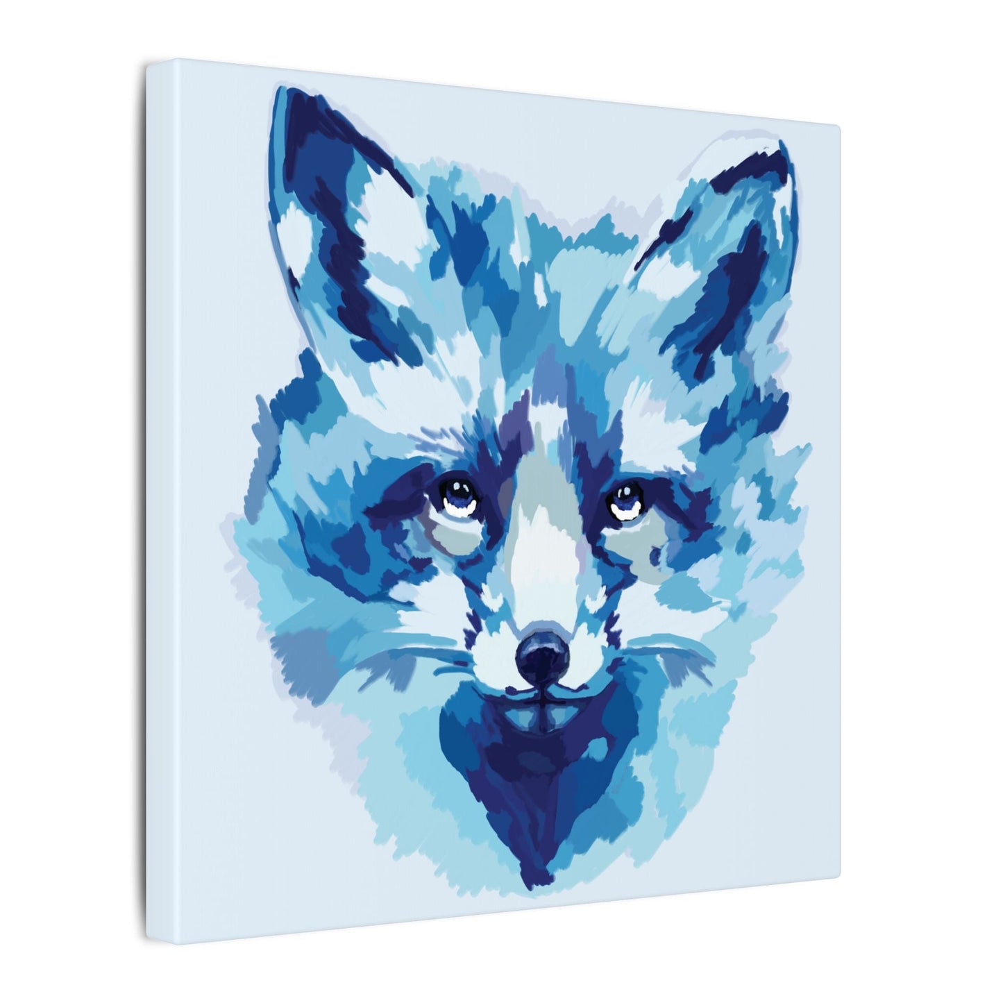 Blue Fox Portrait Canvas Wall Art - Blue Cava