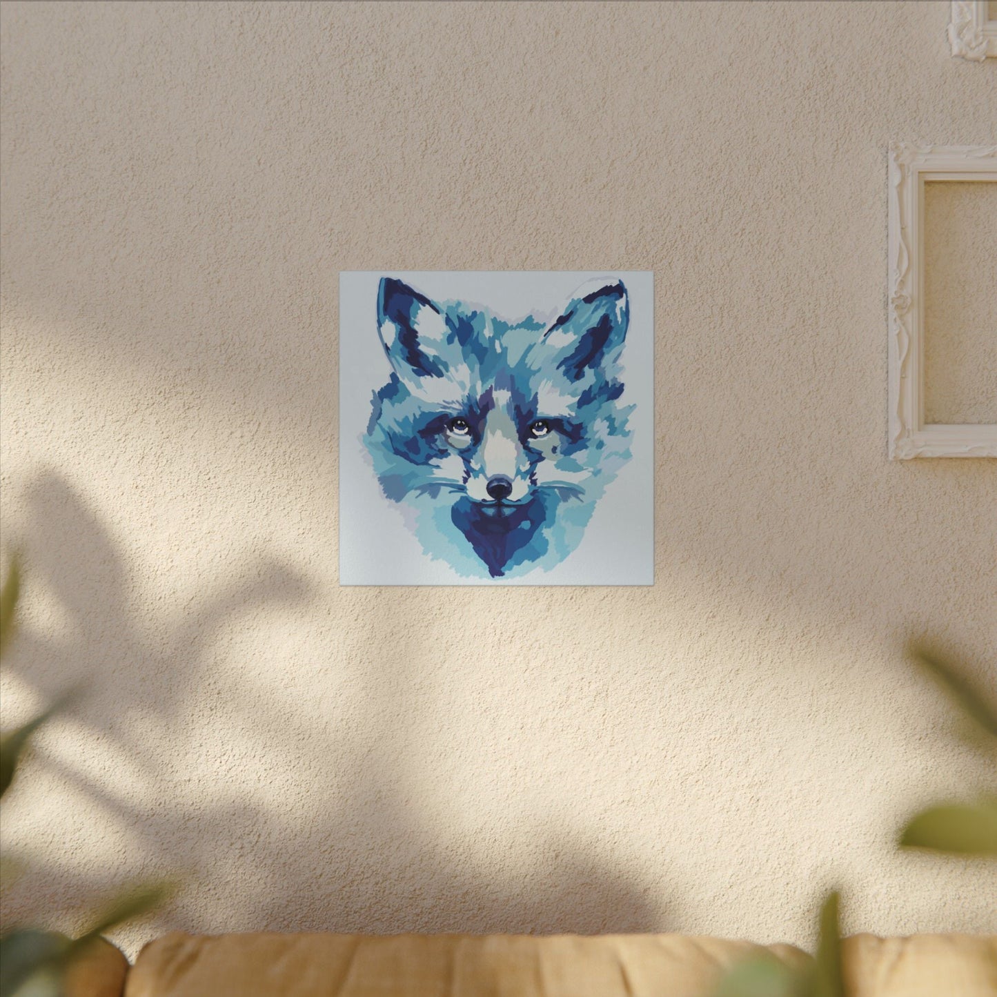 Blue Fox Portrait Canvas Wall Art - Blue Cava