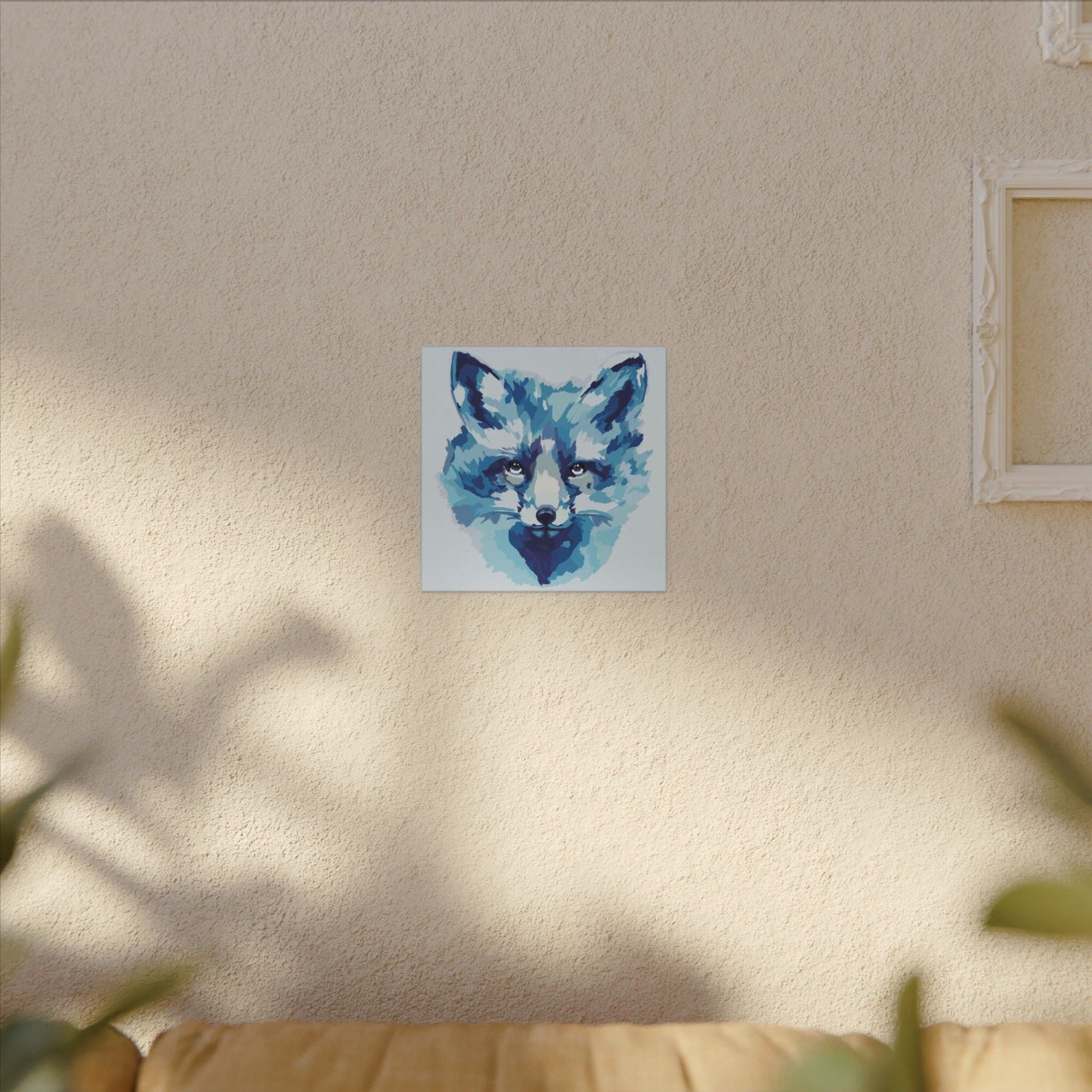 Blue Fox Portrait Canvas Wall Art - Blue Cava
