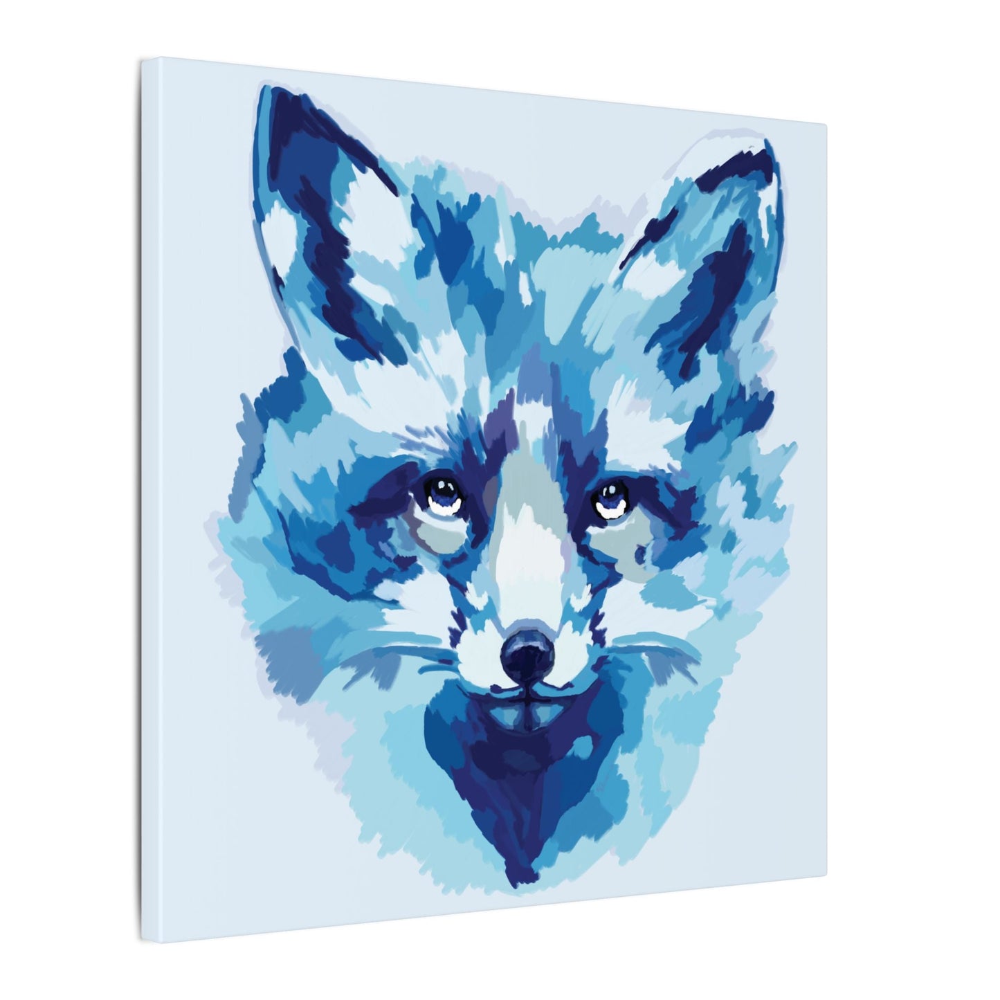 Blue Fox Portrait Canvas Wall Art - Blue Cava