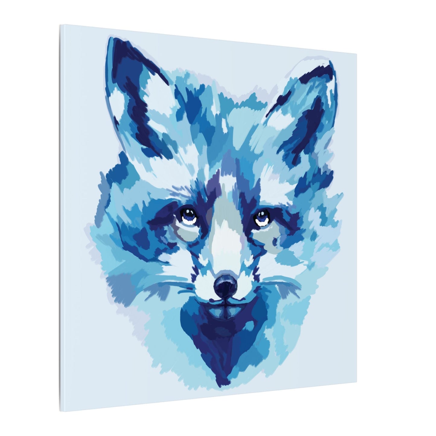 Blue Fox Portrait Canvas Wall Art - Blue Cava