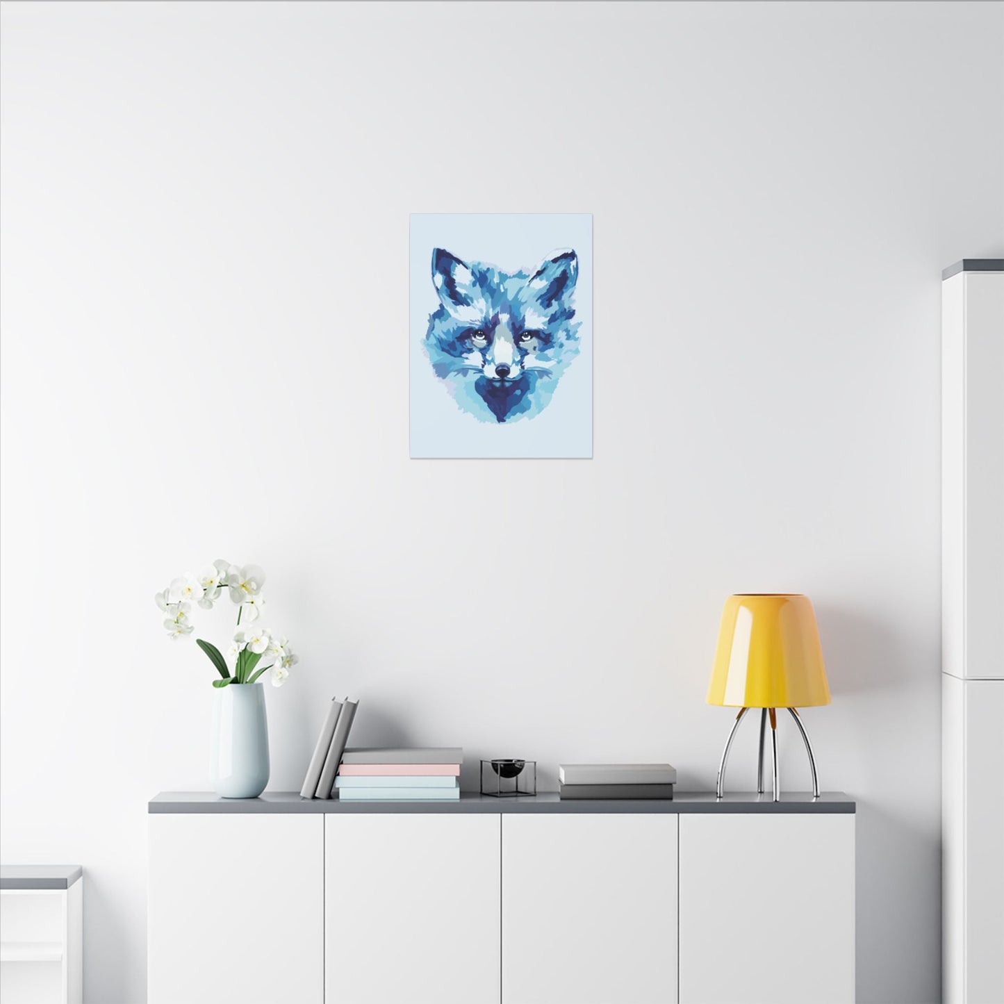 Blue Fox Portrait Canvas Wall Art - Blue Cava