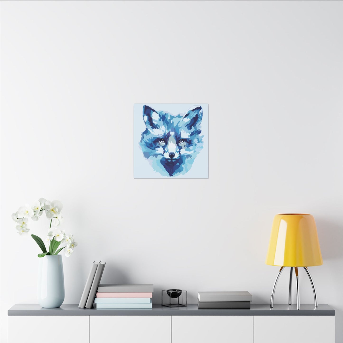 Blue Fox Portrait Canvas Wall Art - Blue Cava