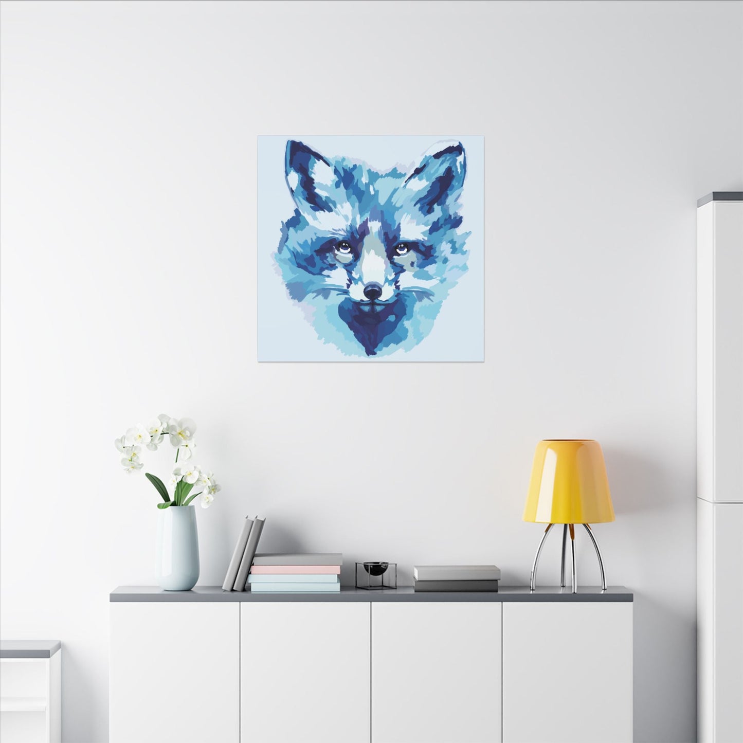 Blue Fox Portrait Canvas Wall Art - Blue Cava