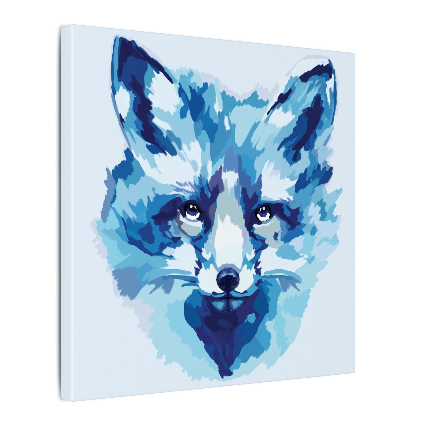 Blue Fox Portrait Canvas Wall Art - Blue Cava
