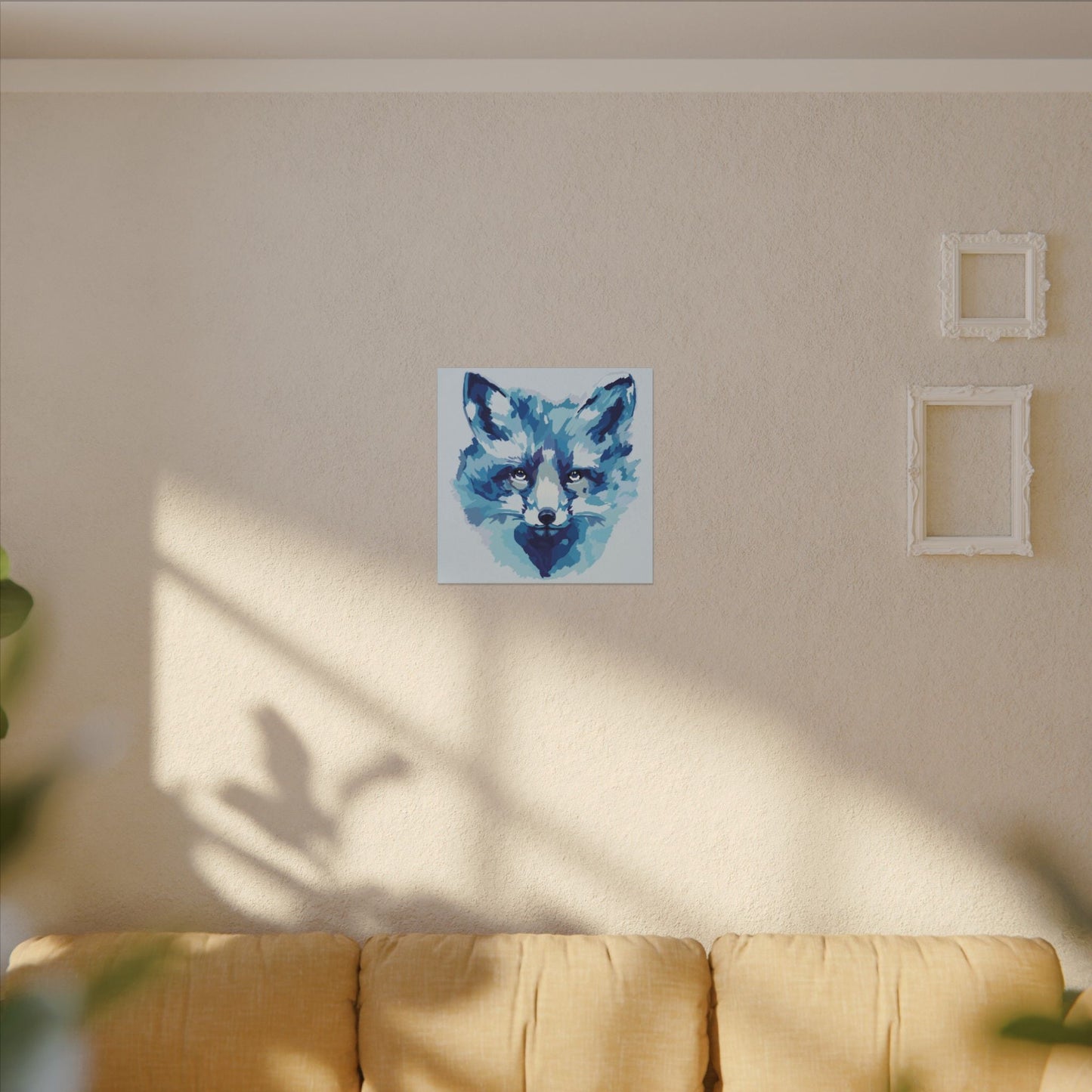 Blue Fox Portrait Canvas Wall Art - Blue Cava