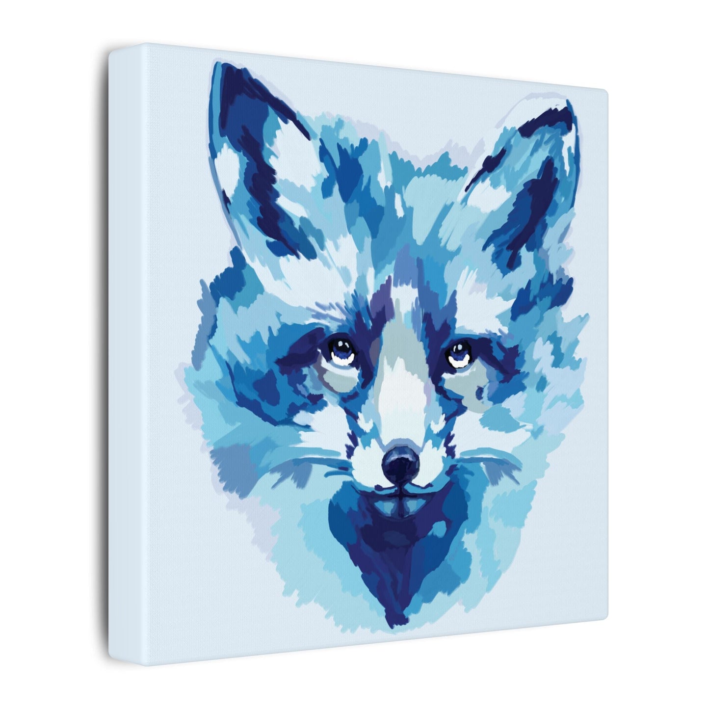 Blue Fox Portrait Canvas Wall Art - Blue Cava