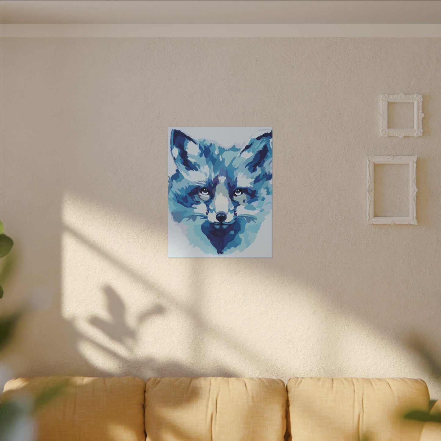 Blue Fox Portrait Canvas Wall Art - Blue Cava