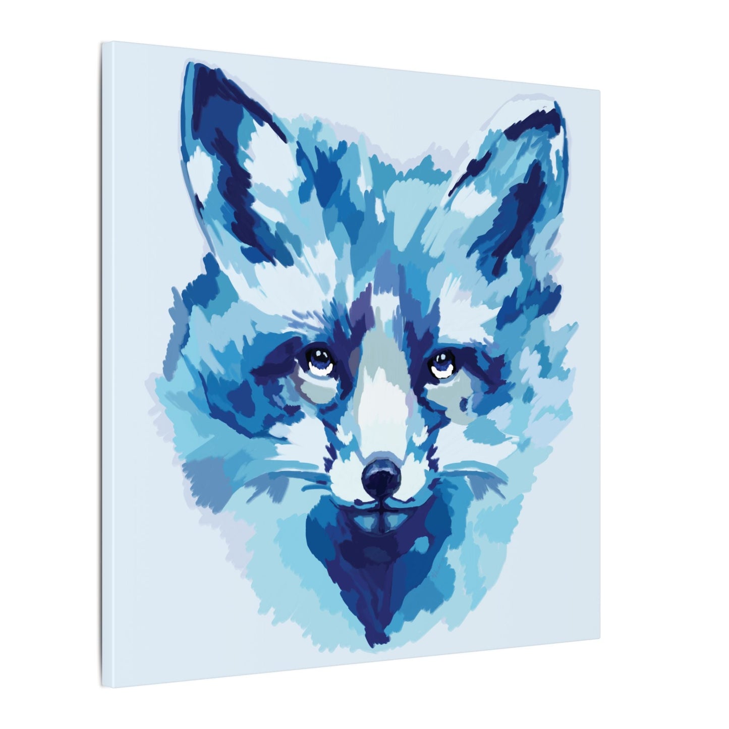 Blue Fox Portrait Canvas Wall Art - Blue Cava