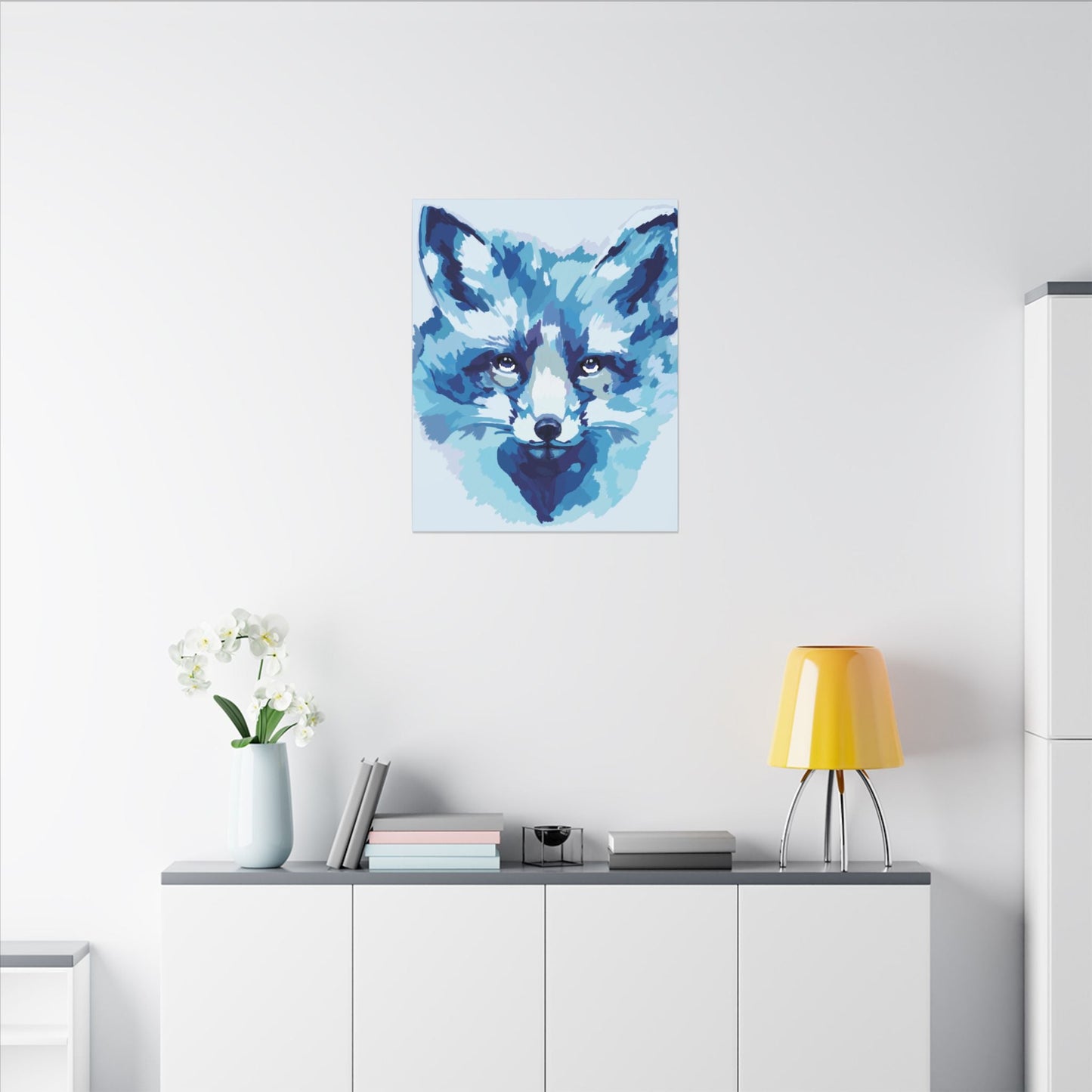 Blue Fox Portrait Canvas Wall Art - Blue Cava