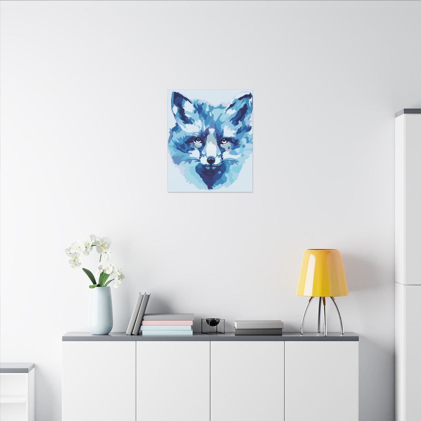 Blue Fox Portrait Canvas Wall Art - Blue Cava