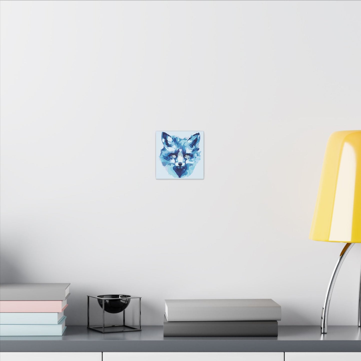 Blue Fox Portrait Canvas Wall Art - Blue Cava