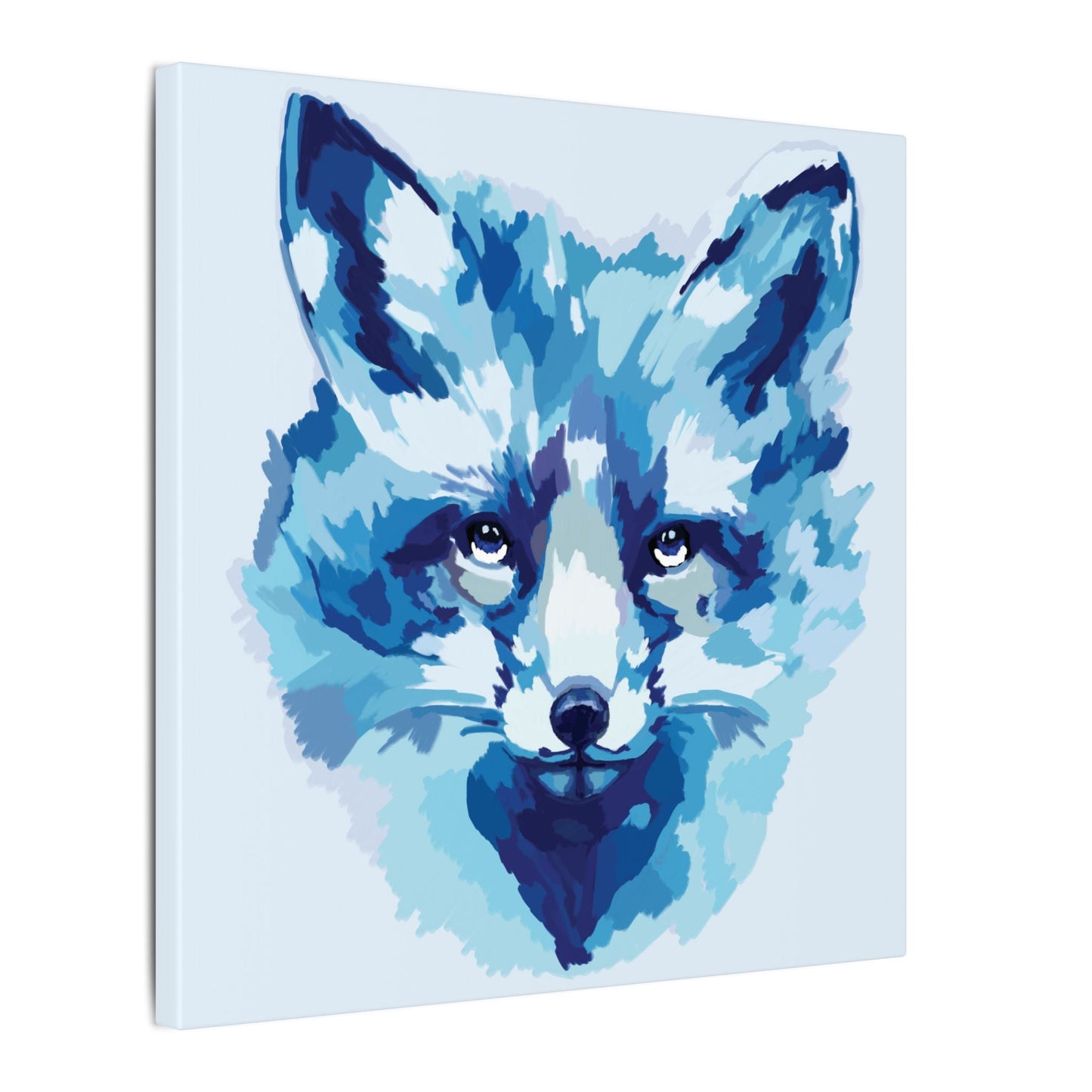 Blue Fox Portrait Canvas Wall Art - Blue Cava