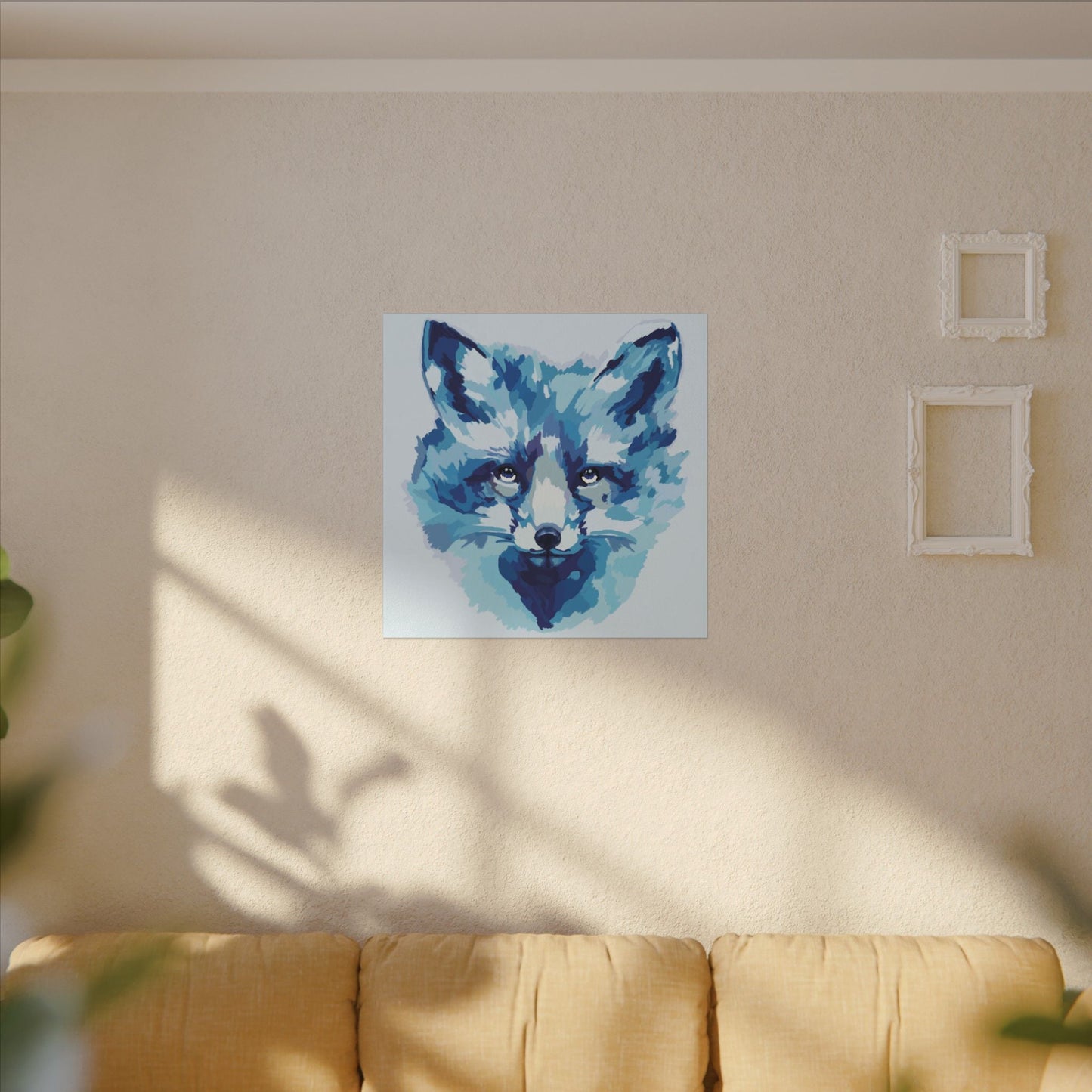 Blue Fox Portrait Canvas Wall Art - Blue Cava