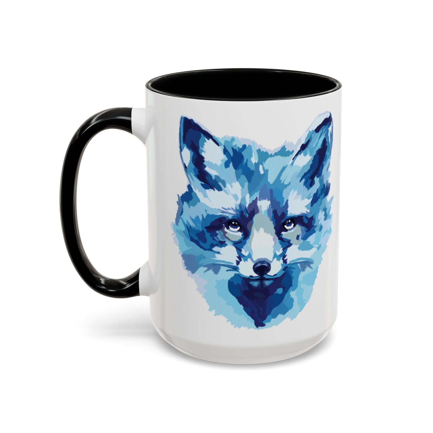 Blue Fox Two - Tone Ceramic Mugs - 11 oz & 15 oz - Blue Cava