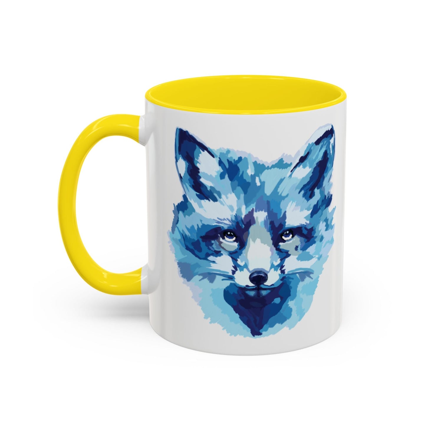 Blue Fox Two - Tone Ceramic Mugs - 11 oz & 15 oz - Blue Cava