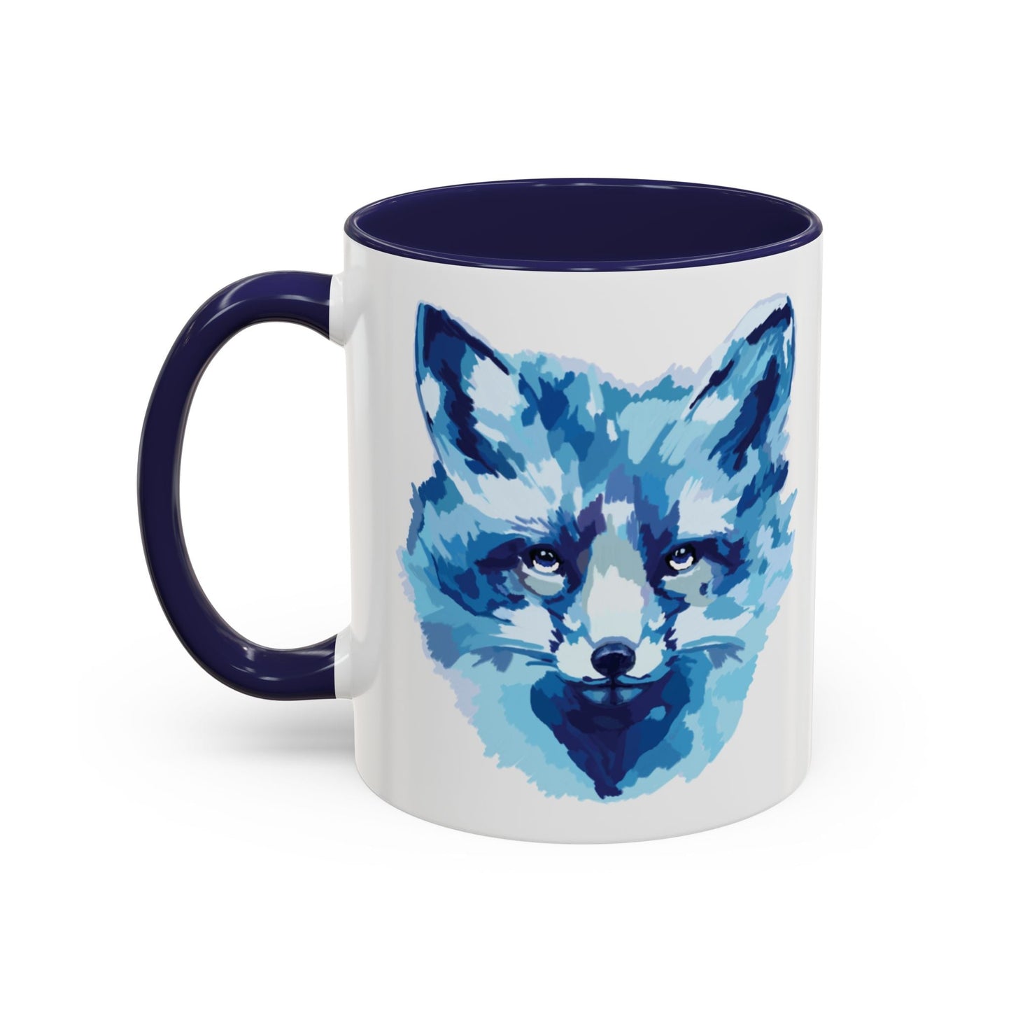 Blue Fox Two - Tone Ceramic Mugs - 11 oz & 15 oz - Blue Cava