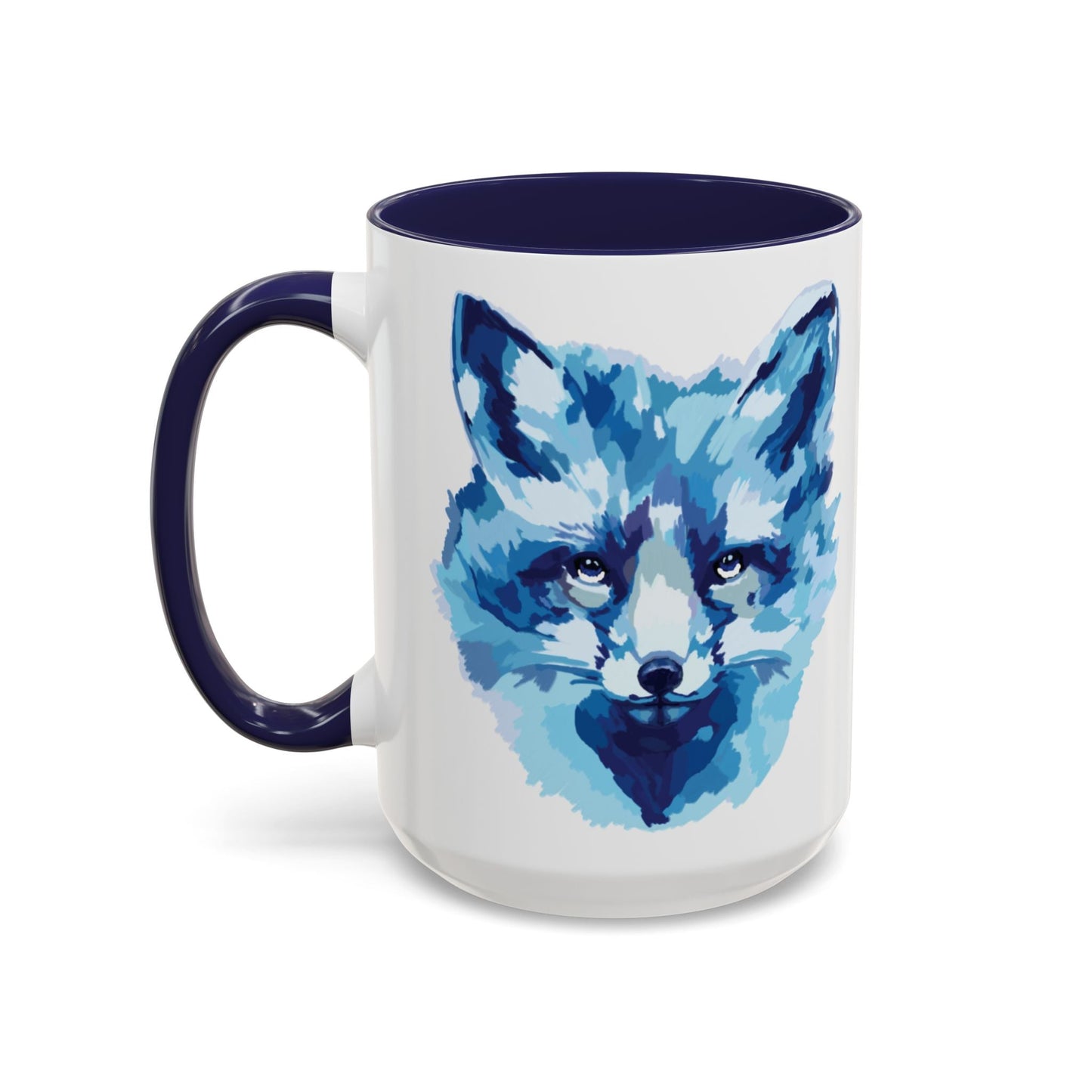 Blue Fox Two - Tone Ceramic Mugs - 11 oz & 15 oz - Blue Cava