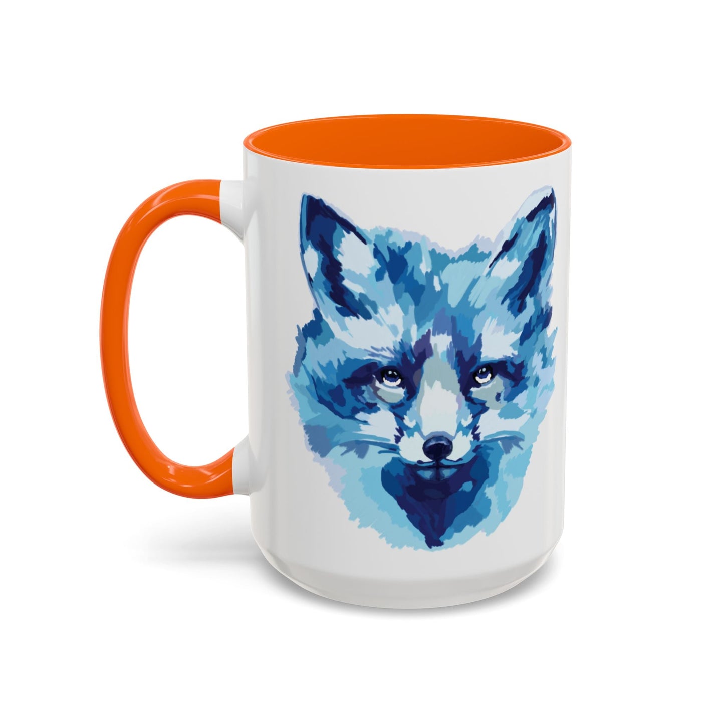Blue Fox Two - Tone Ceramic Mugs - 11 oz & 15 oz - Blue Cava