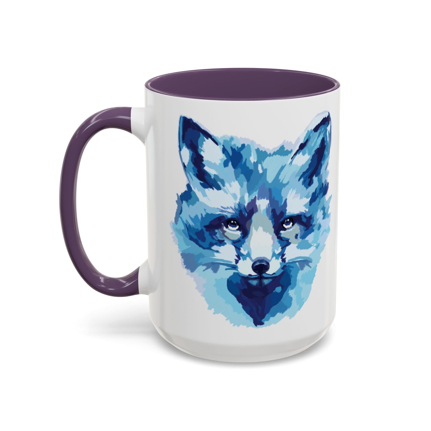 Blue Fox Two - Tone Ceramic Mugs - 11 oz & 15 oz - Blue Cava