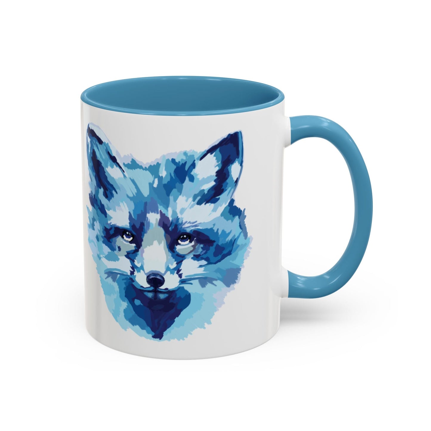Blue Fox Two - Tone Ceramic Mugs - 11 oz & 15 oz - Blue Cava