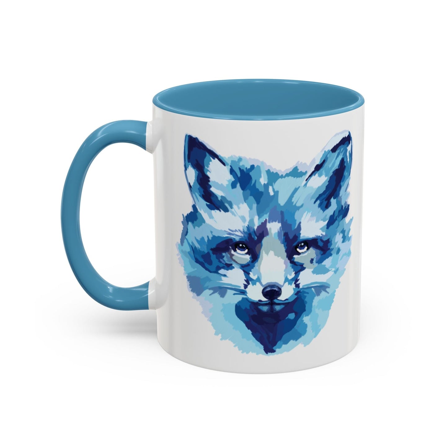 Blue Fox Two - Tone Ceramic Mugs - 11 oz & 15 oz - Blue Cava