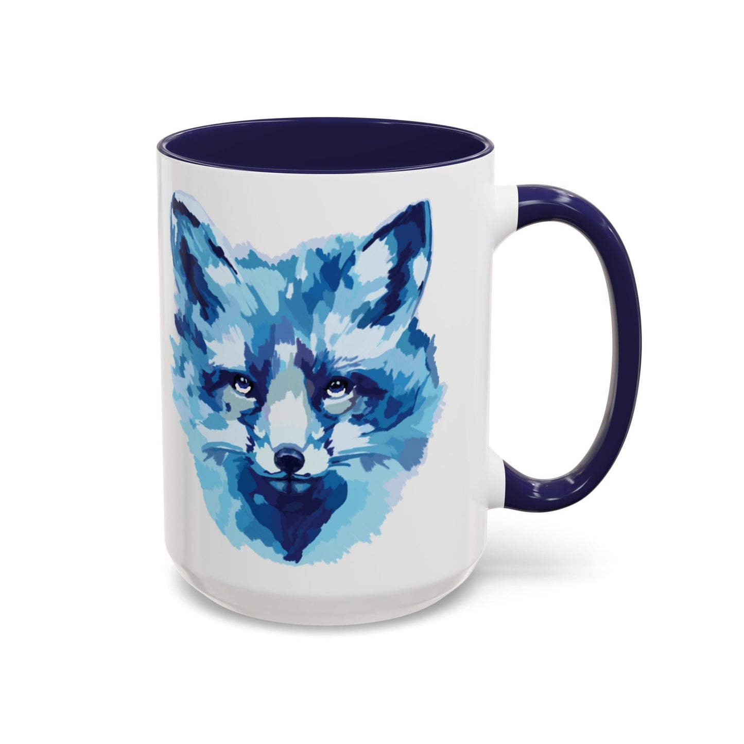 Blue Fox Two - Tone Ceramic Mugs - 11 oz & 15 oz - Blue Cava