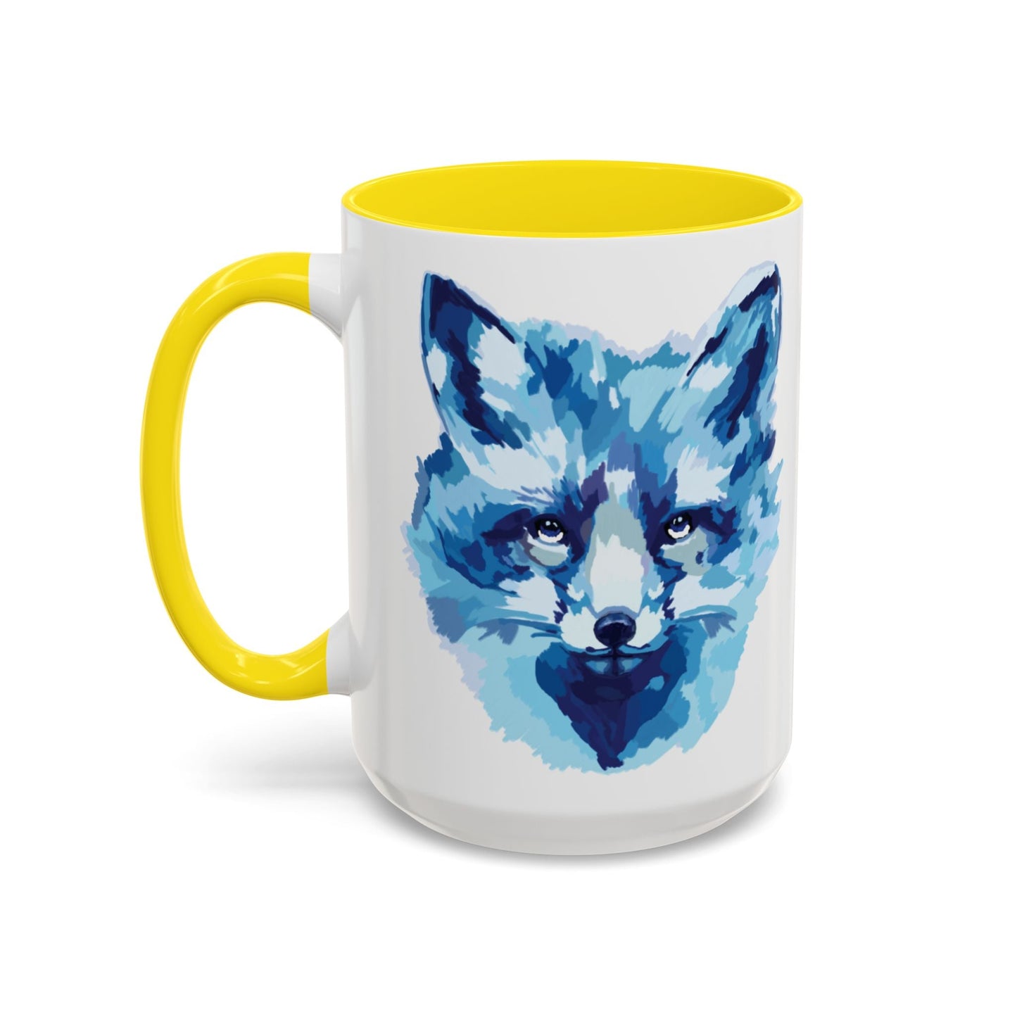 Blue Fox Two - Tone Ceramic Mugs - 11 oz & 15 oz - Blue Cava