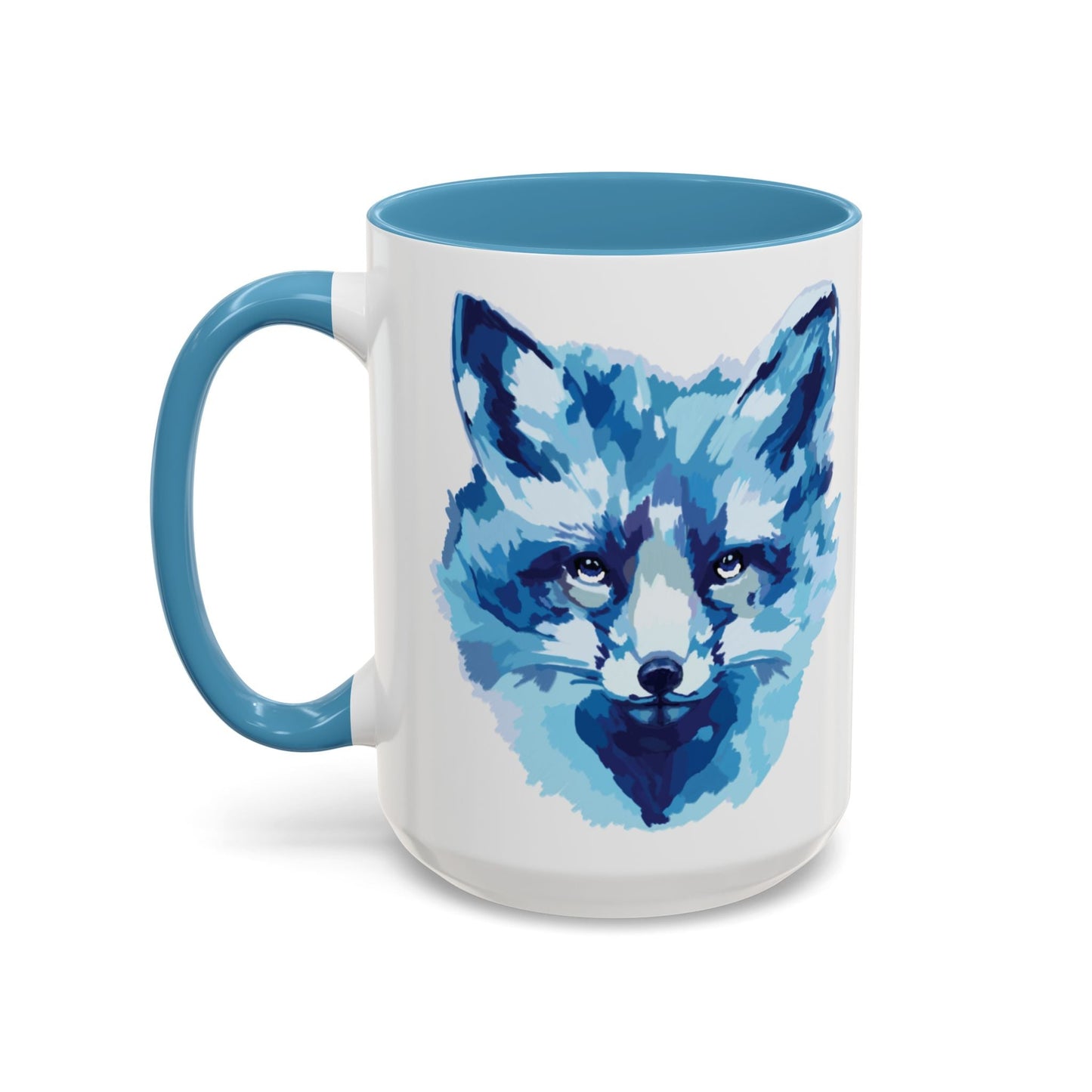 Blue Fox Two - Tone Ceramic Mugs - 11 oz & 15 oz - Blue Cava