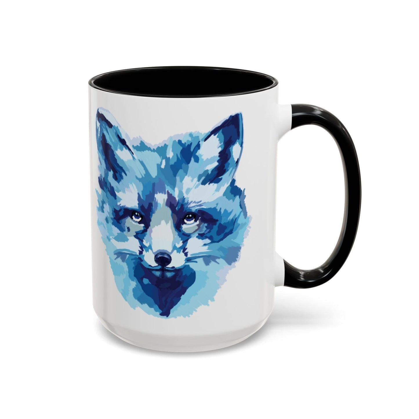 Blue Fox Two - Tone Ceramic Mugs - 11 oz & 15 oz - Blue Cava