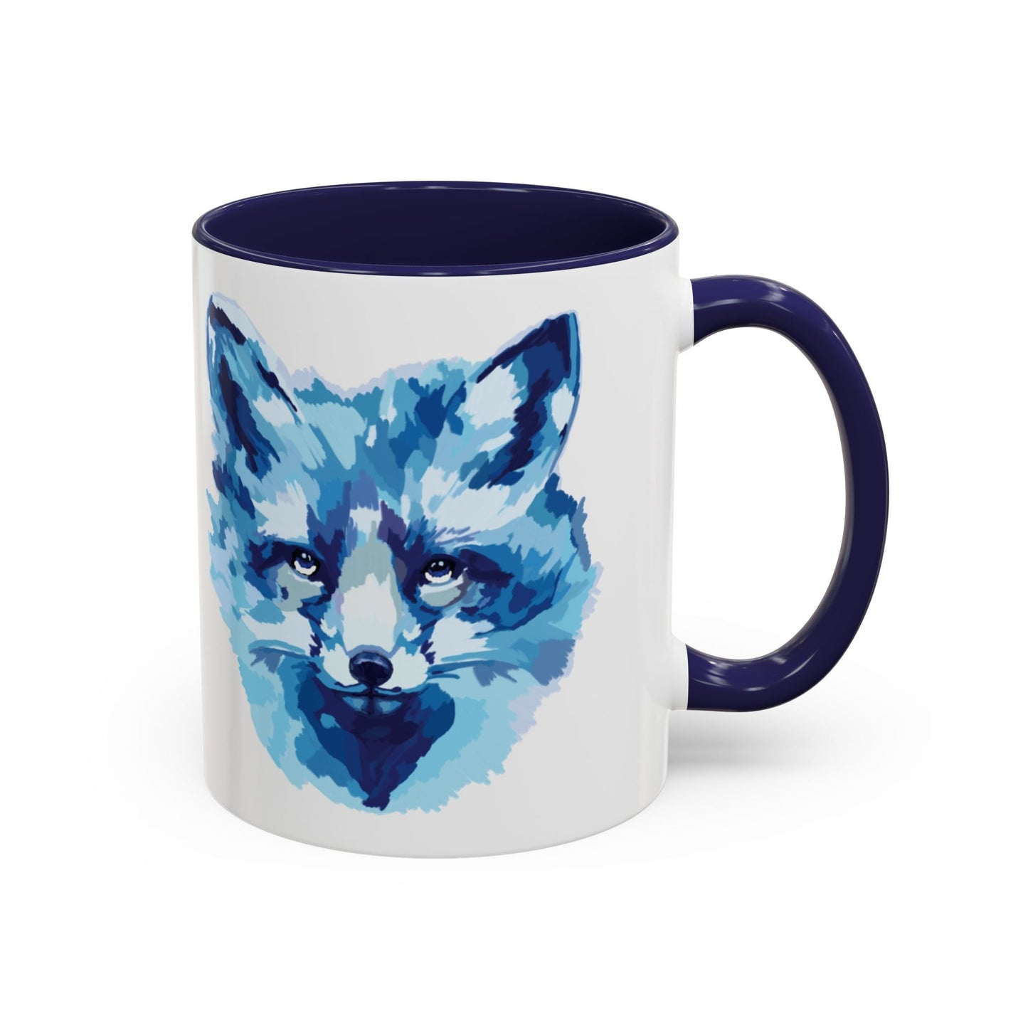 Blue Fox Two - Tone Ceramic Mugs - 11 oz & 15 oz - Blue Cava