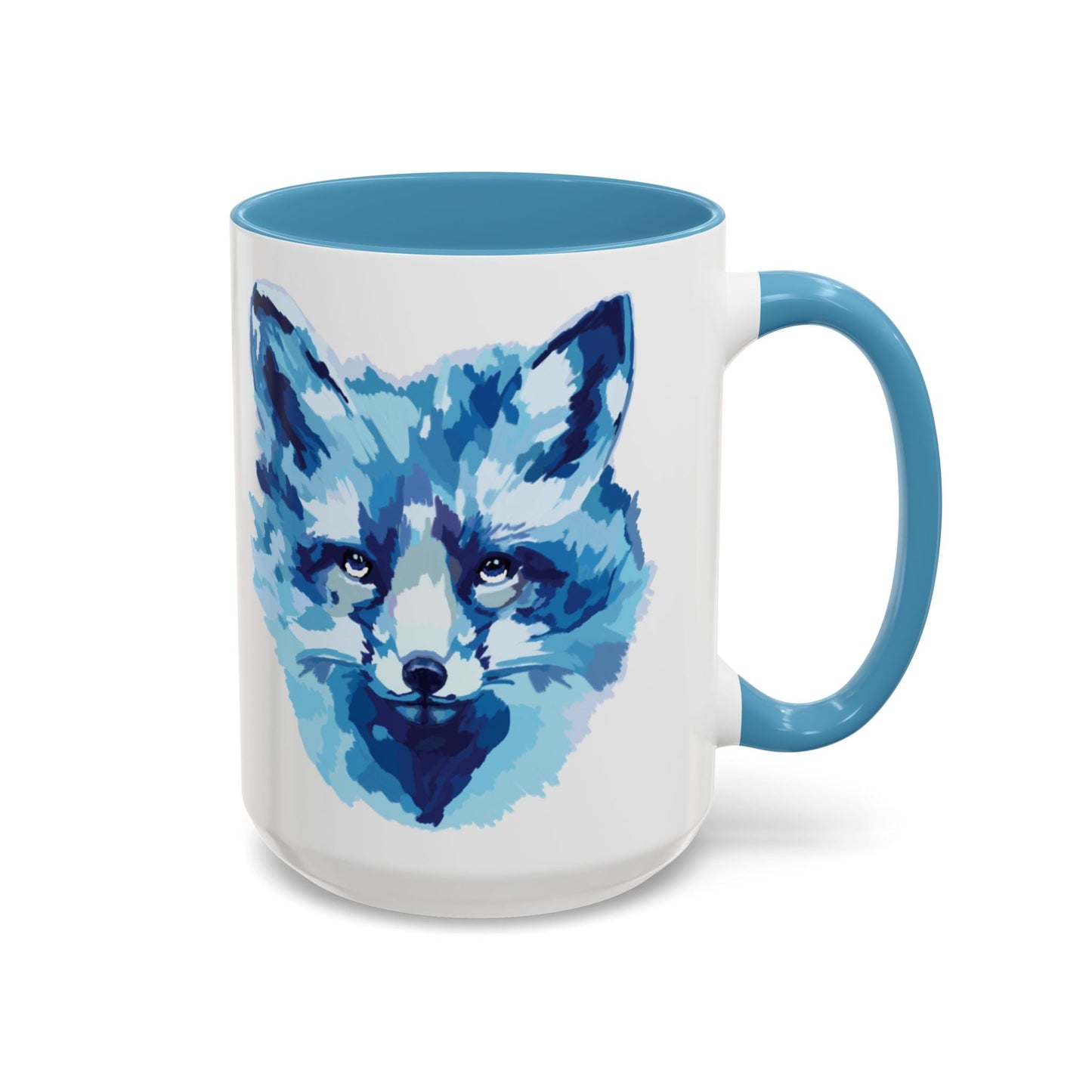 Blue Fox Two - Tone Ceramic Mugs - 11 oz & 15 oz - Blue Cava