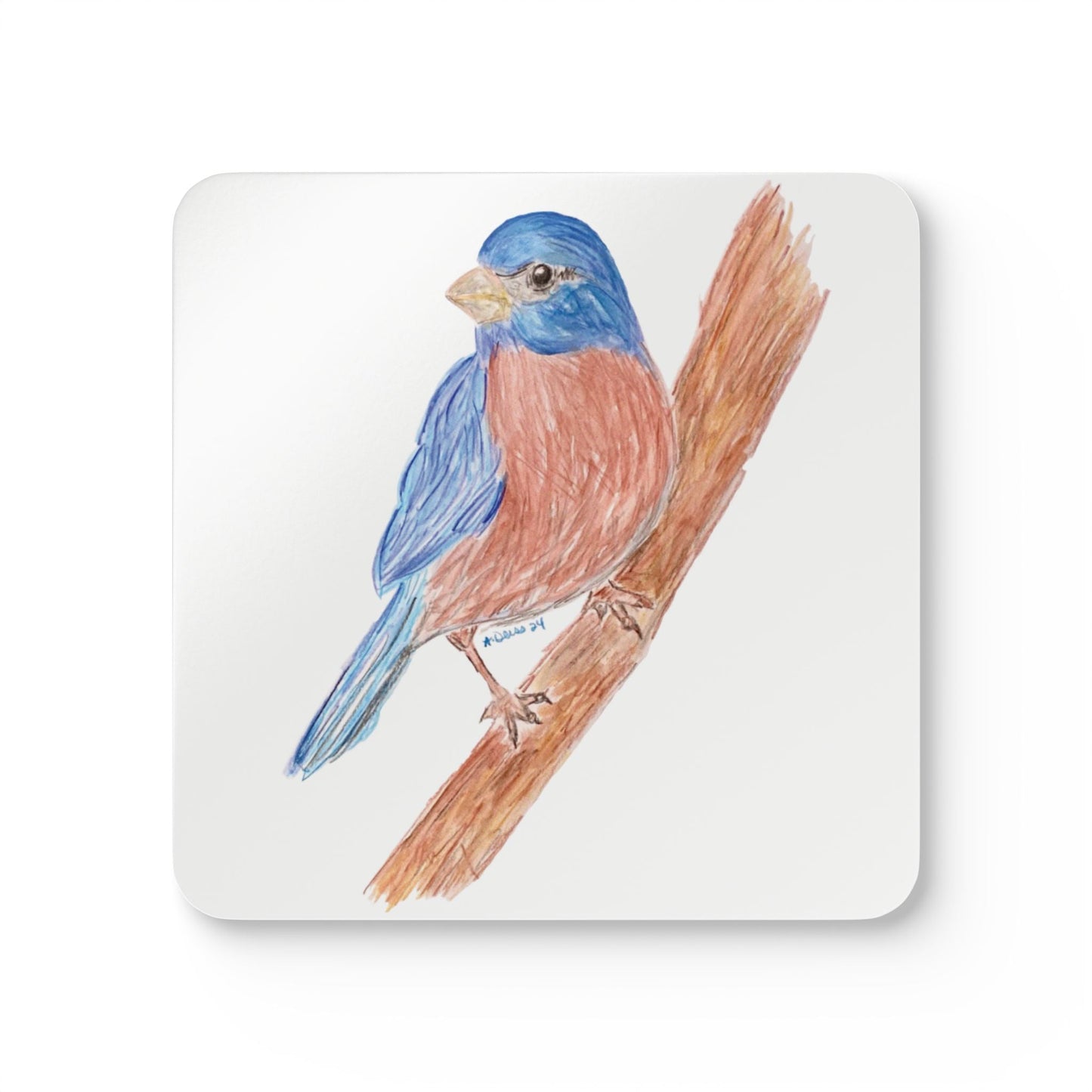 Blue Jay Corkwood Coaster Set - Blue Cava