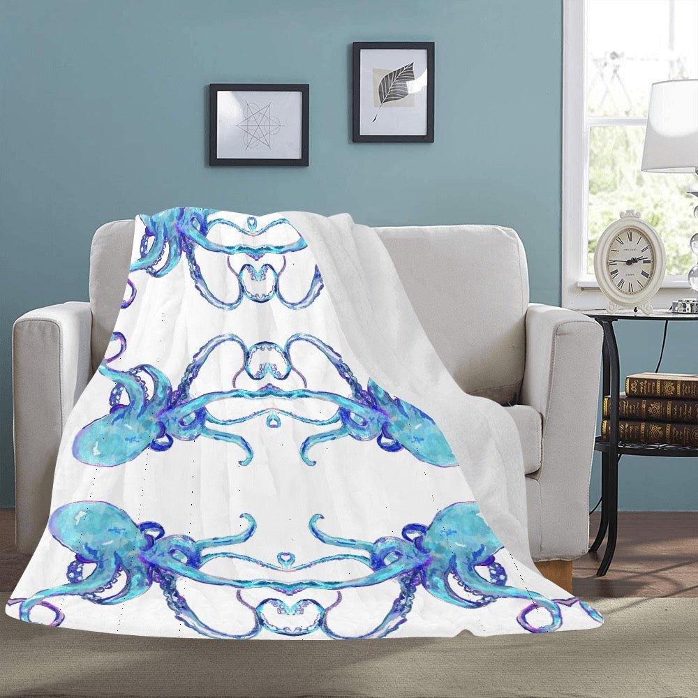 Blue Octopus Ultra - Soft Micro Fleece Blanket 60" X 80" - Blue Cava