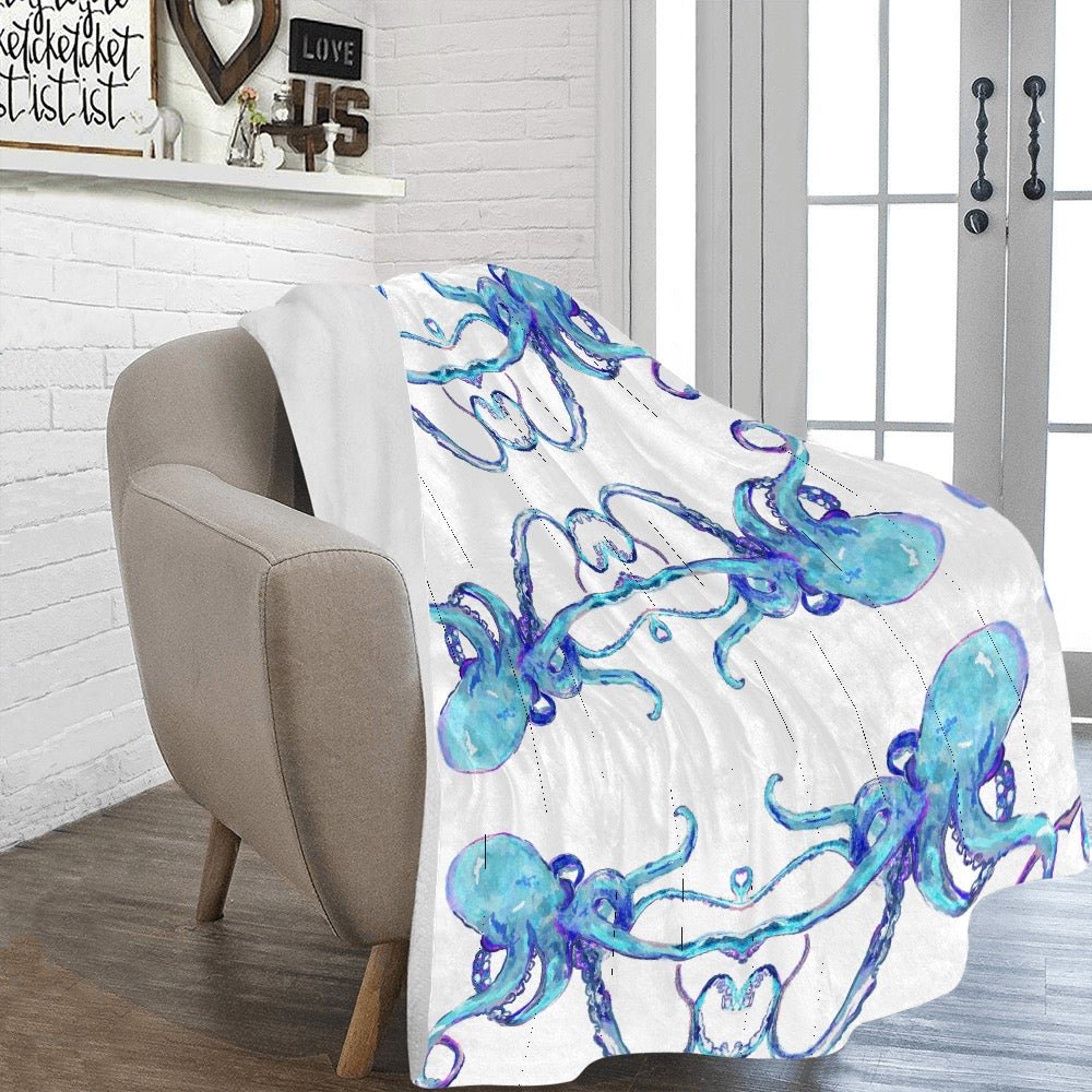 Blue Octopus Ultra - Soft Micro Fleece Blanket 60" X 80" - Blue Cava
