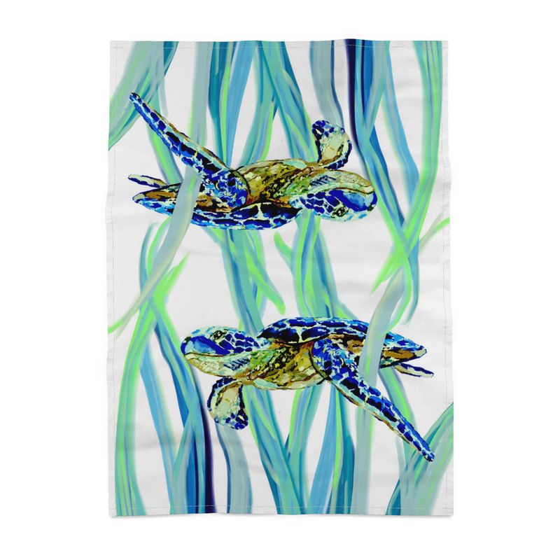 Blue Sea Turtle Linen Towel - Blue Cava
