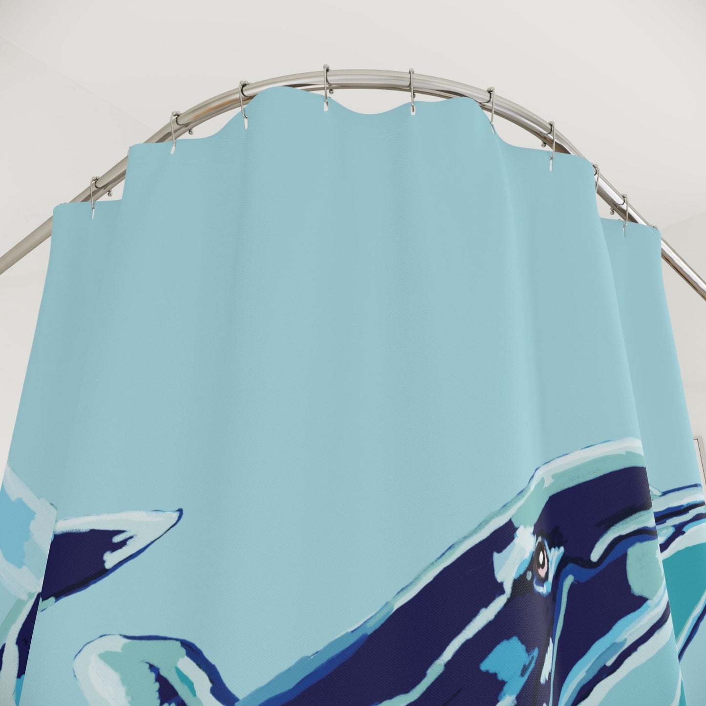 Blue Whale - Coastal Shower Curtain - Blue Cava