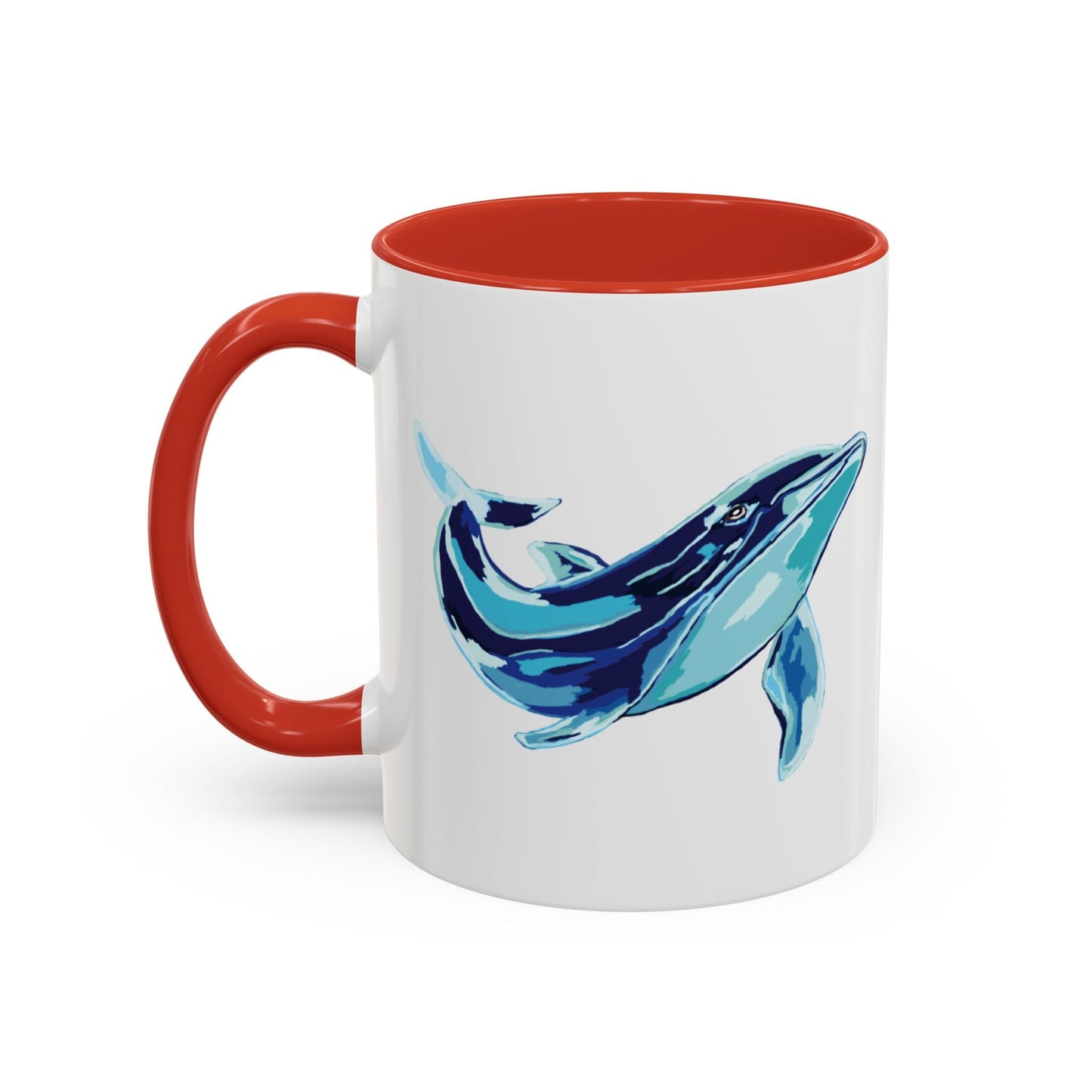 Blue Whale Ocean Life Two Tone Ceramic Coffee Mug - 11 oz & 15 oz - Blue Cava