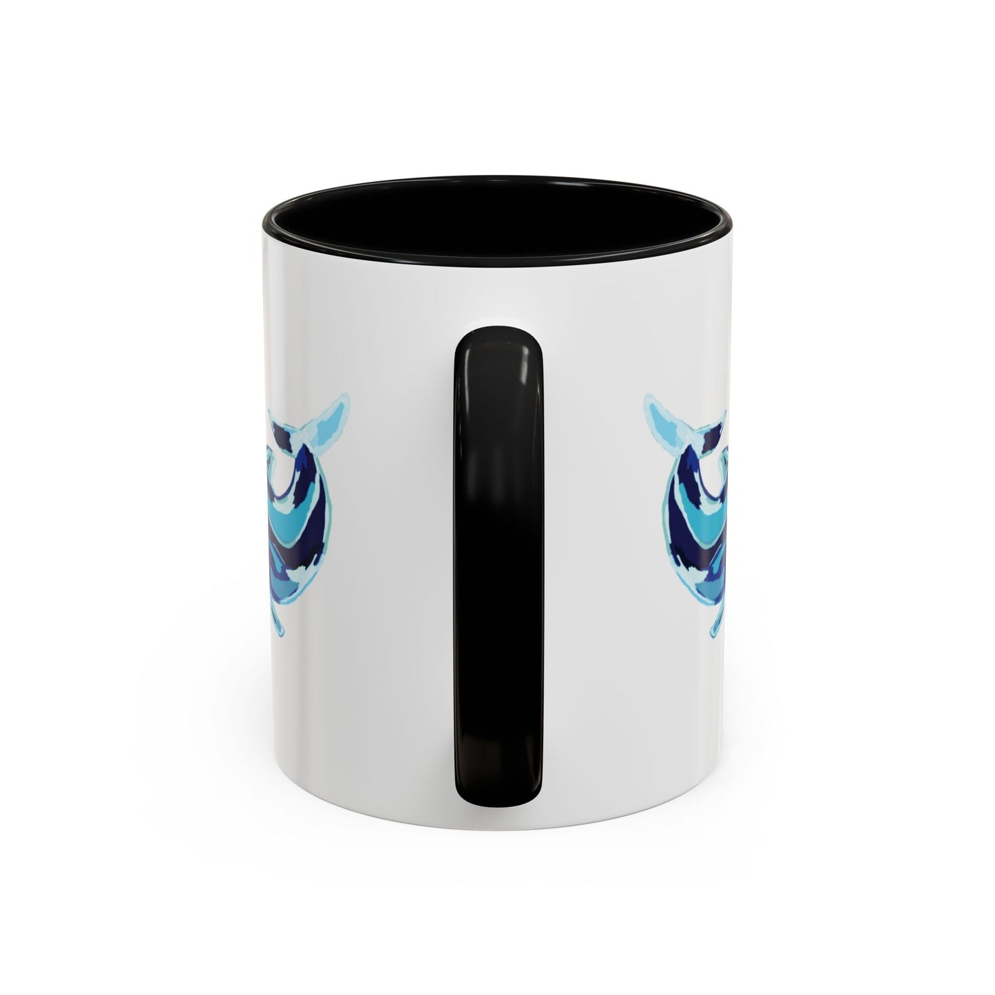Blue Whale Ocean Life Two Tone Ceramic Coffee Mug - 11 oz & 15 oz - Blue Cava