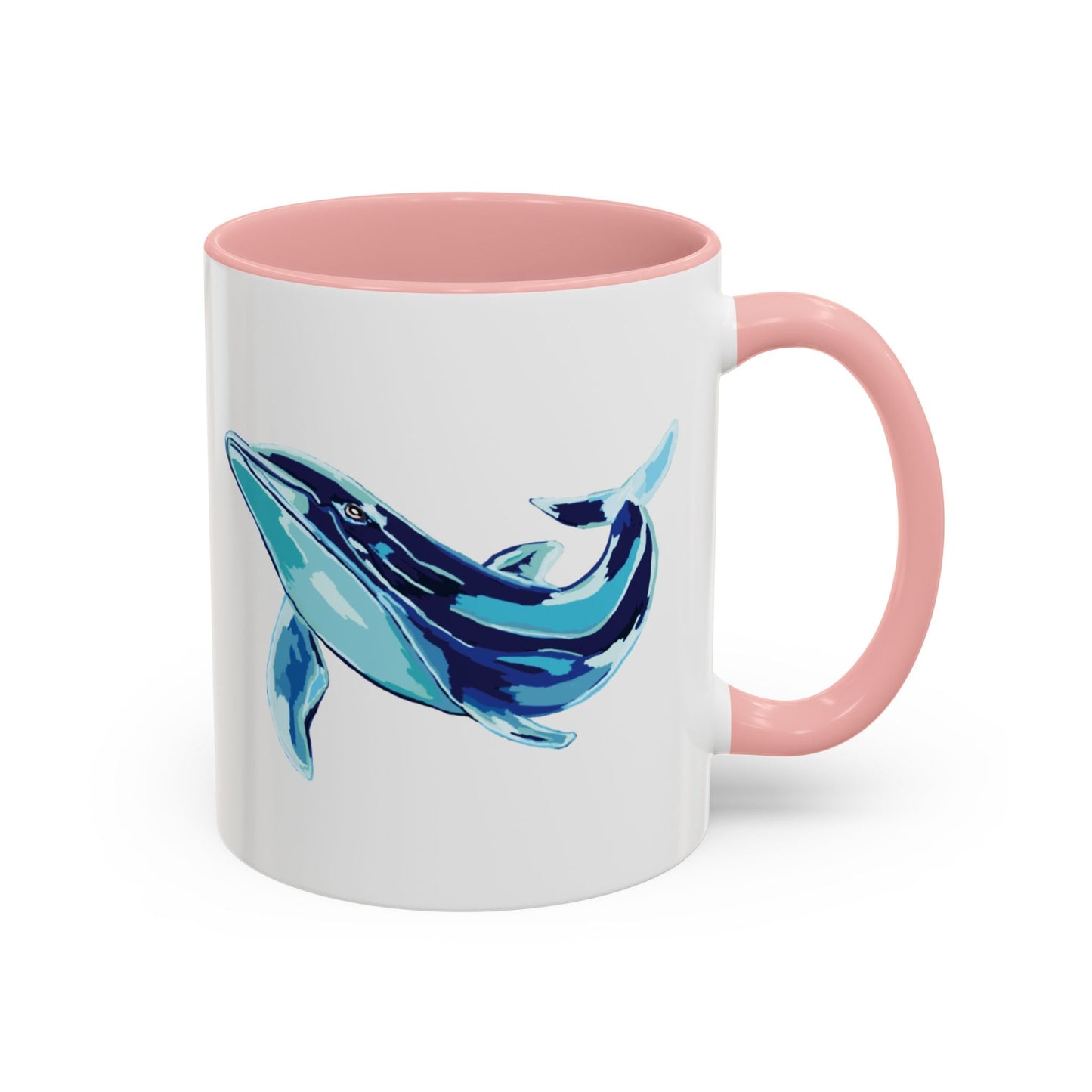 Blue Whale Ocean Life Two Tone Ceramic Coffee Mug - 11 oz & 15 oz - Blue Cava