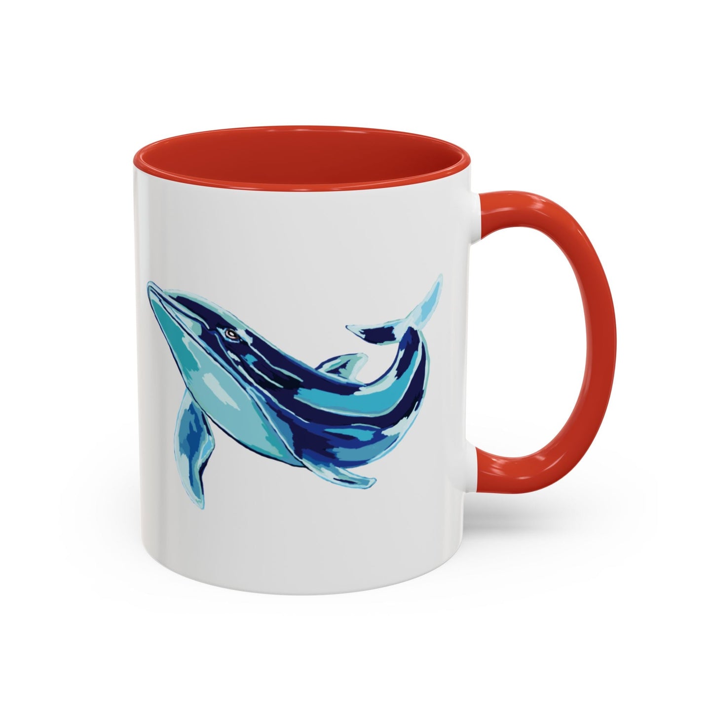 Blue Whale Ocean Life Two Tone Ceramic Coffee Mug - 11 oz & 15 oz - Blue Cava